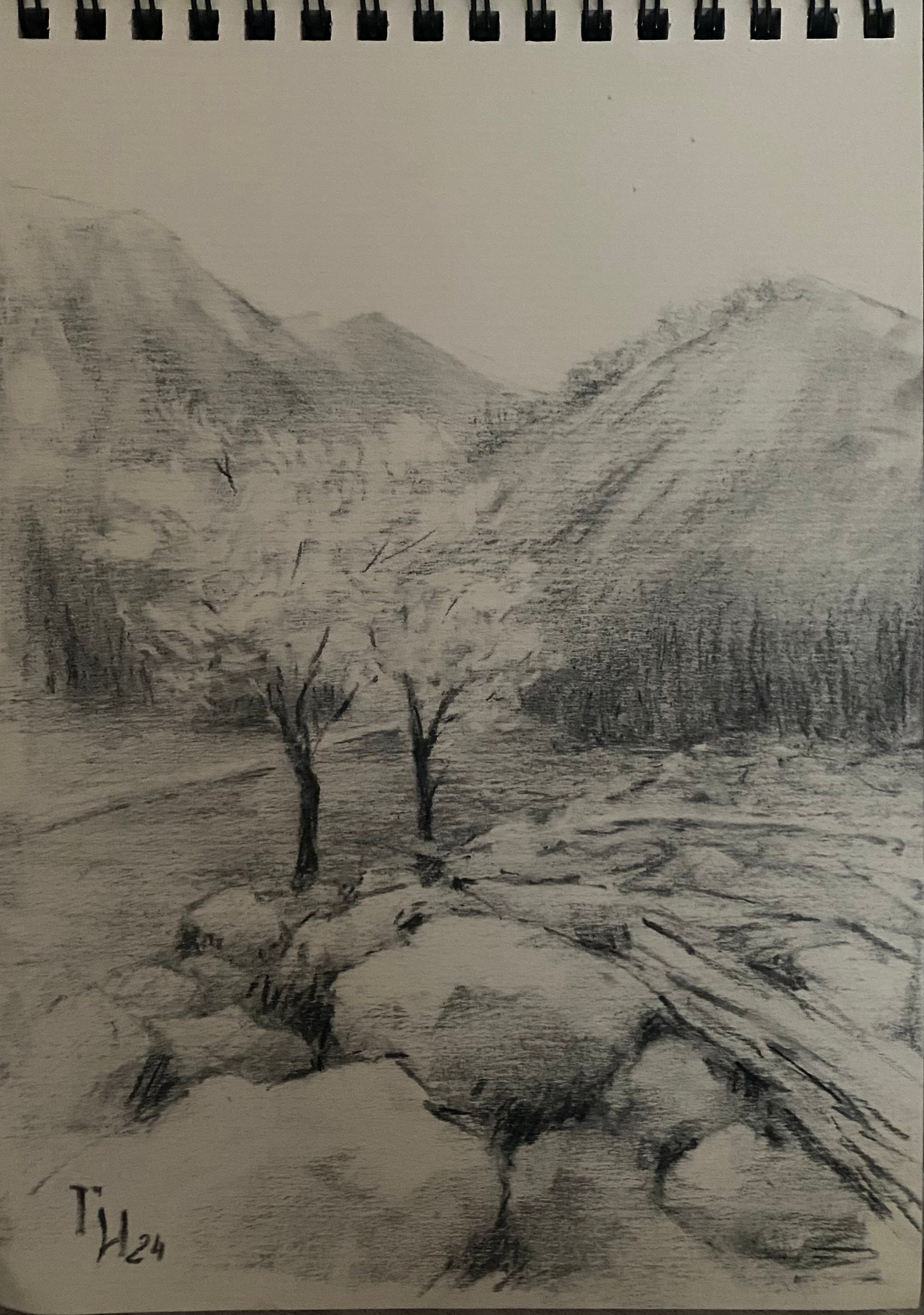 Дагестан. Карадахская теснина. Уголь, 21х29см.