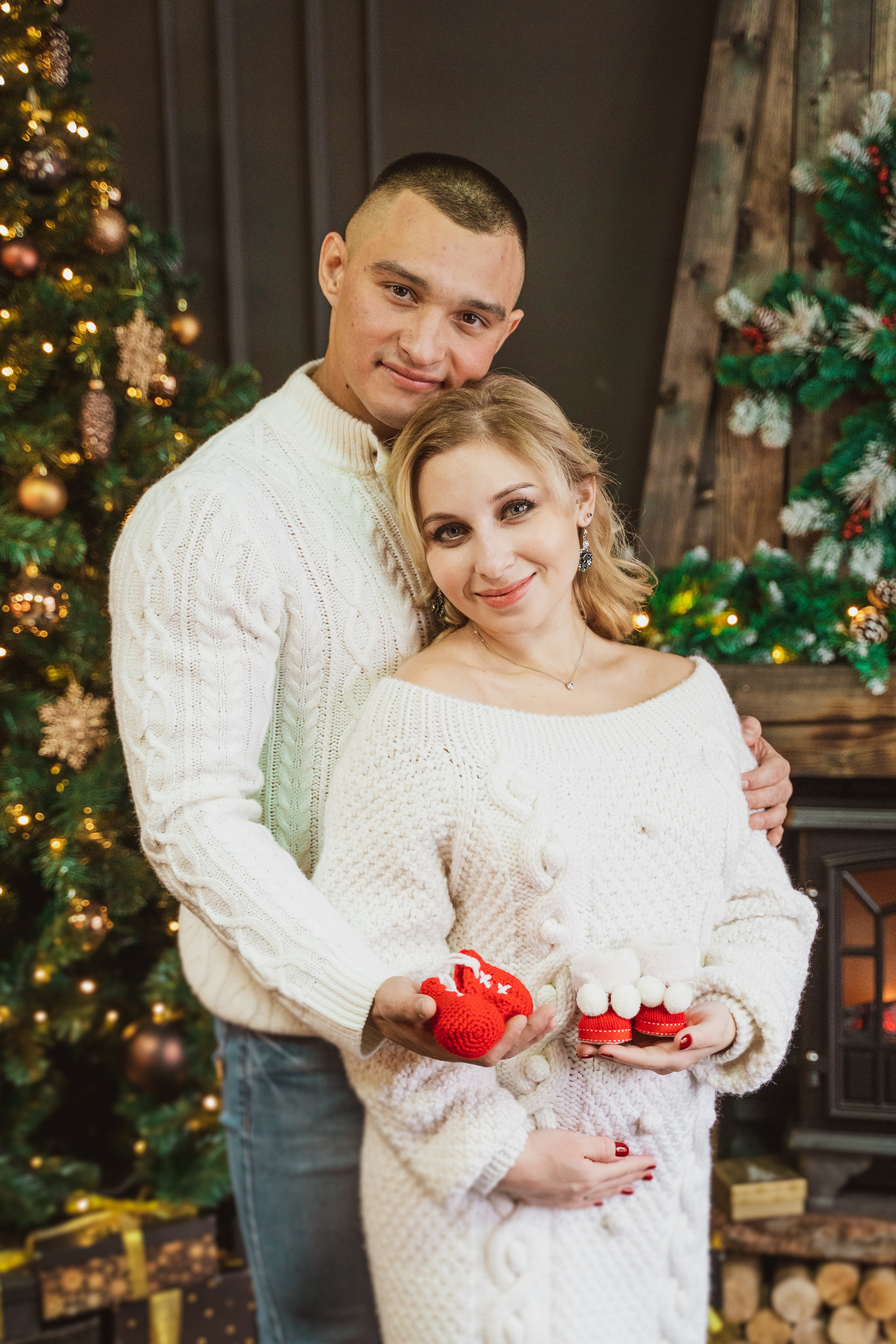 Новогодняя фотосессия беременности в студии. Анна и Кирилл. Свадебный и репортажный фотограф в Уфе| Осетрова Ольга