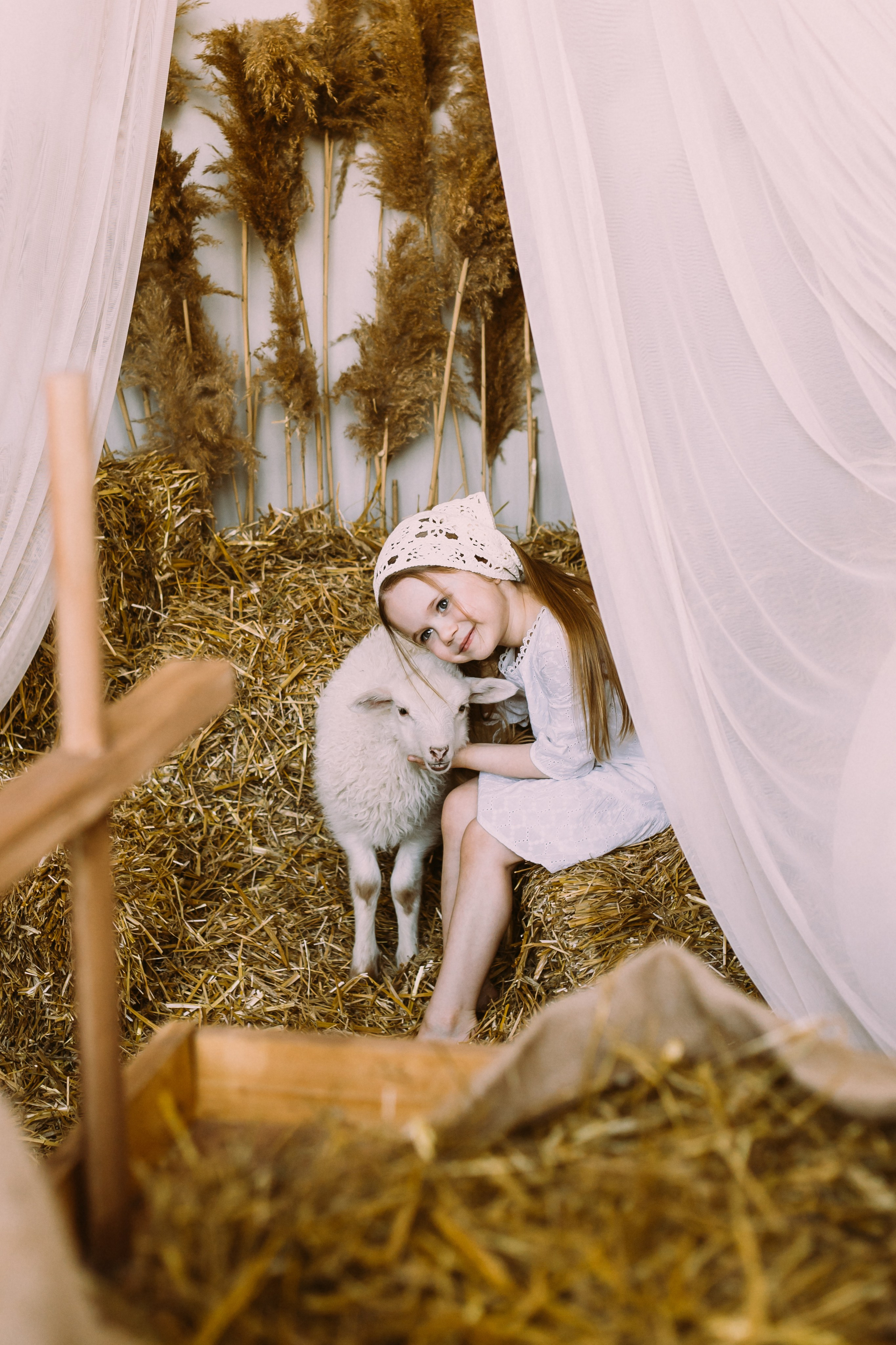 Семейная пасхальная фотосессия Алисы с барашком в студии СПб. Фотограф Юлия Попова — JP Creative — хранитель семейной хроники в Петербурге