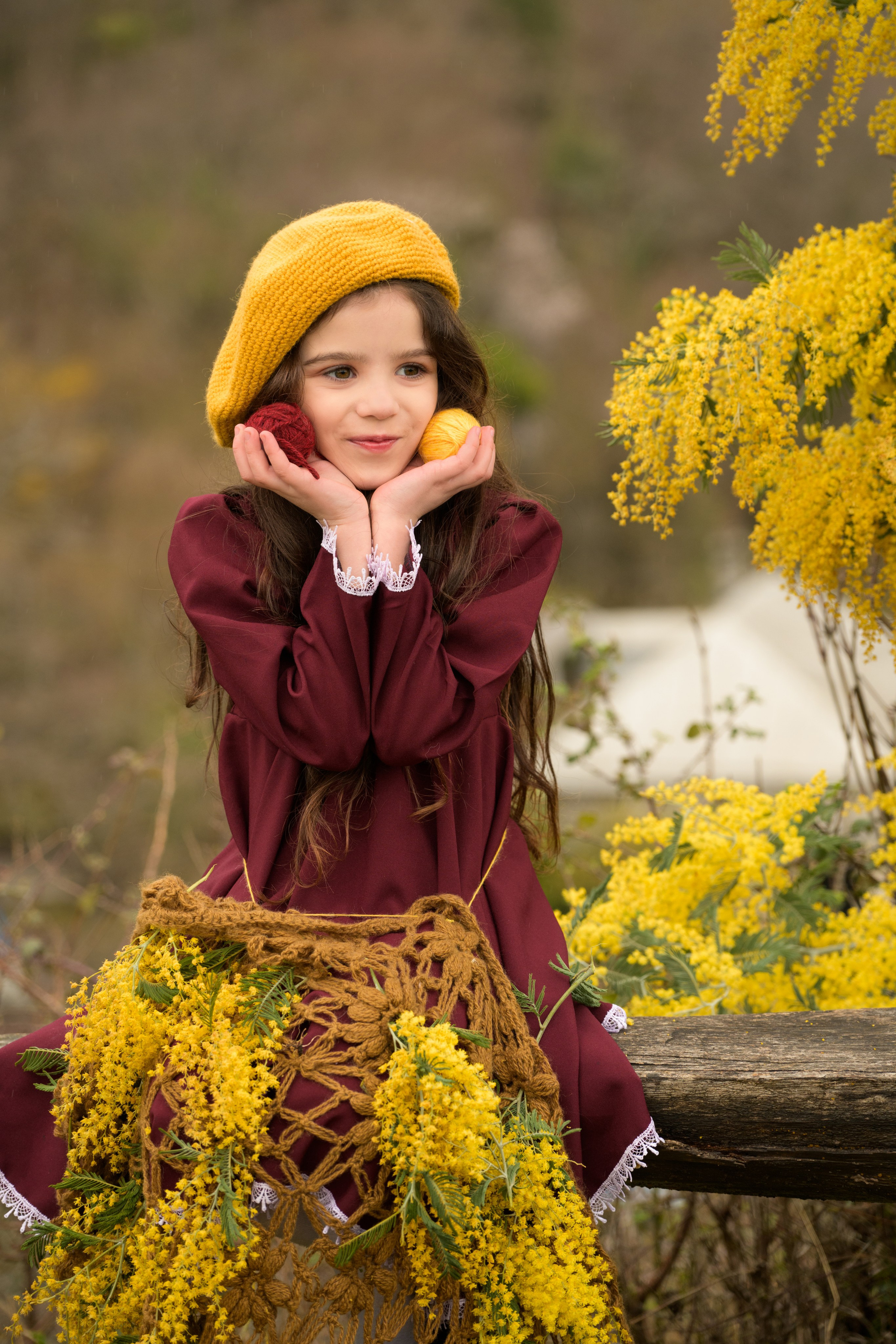 Фотосессия с мимозой