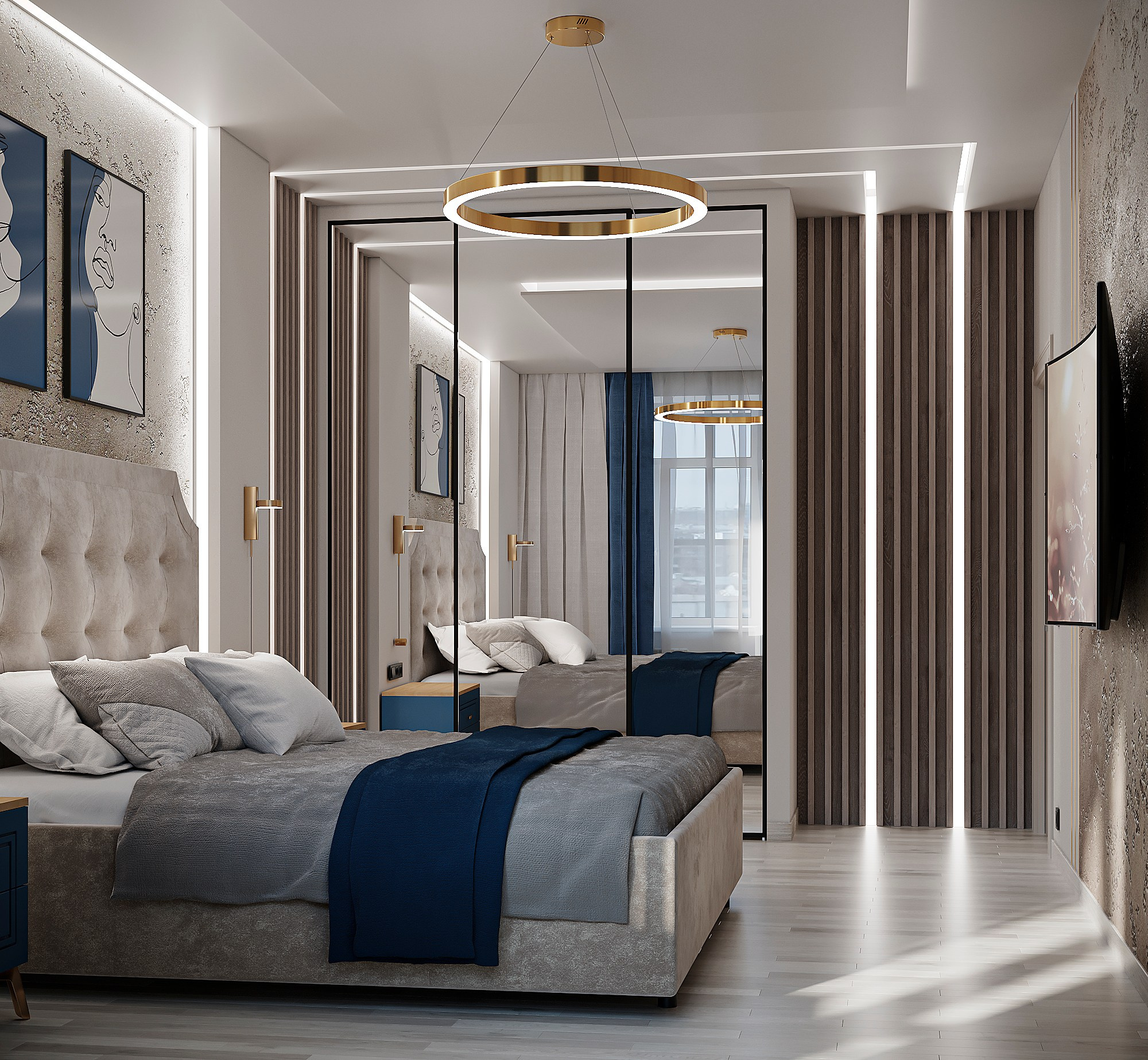 Синий акцент в интерьере 💙