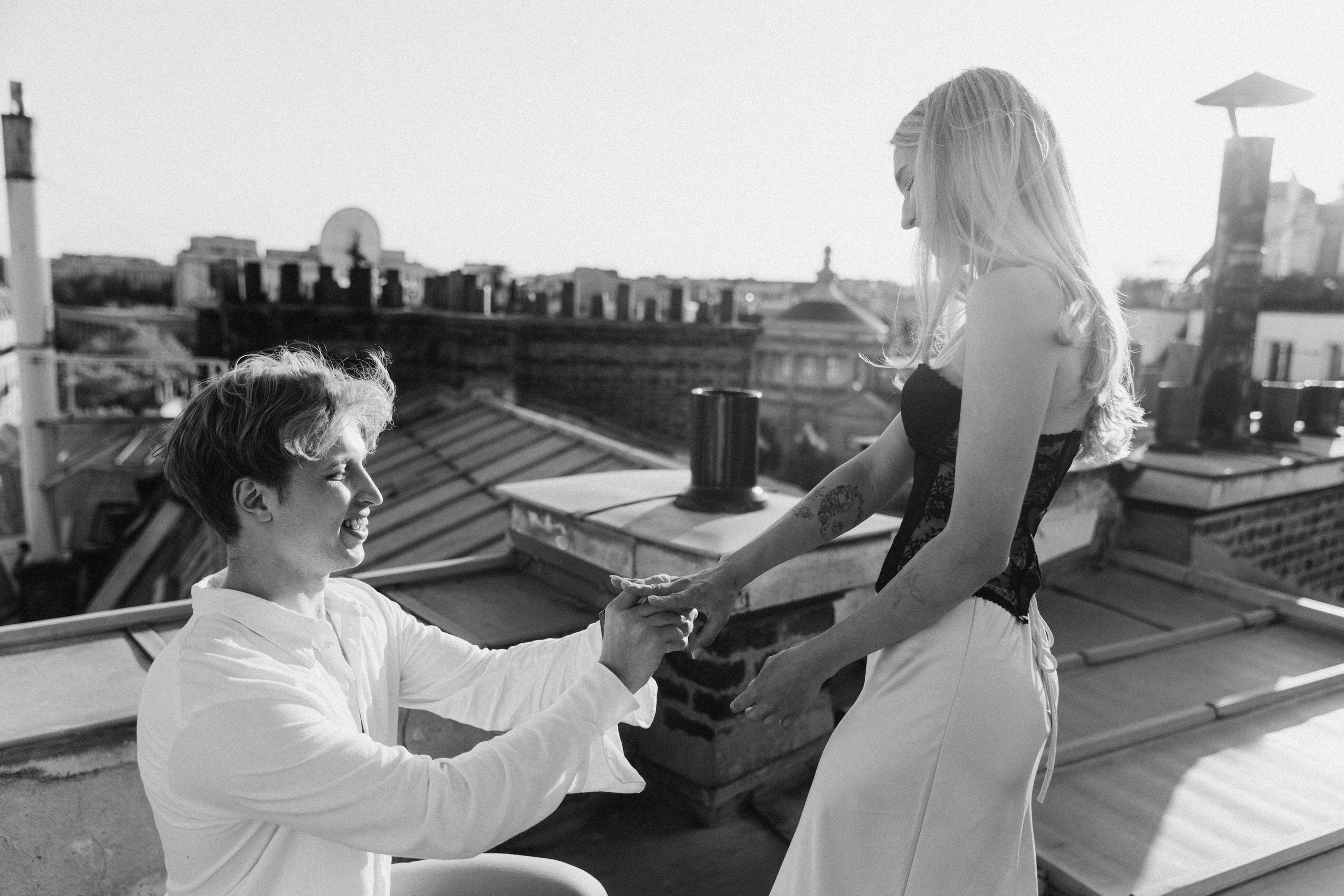 On the rooftops of Paris. Photographer in Paris