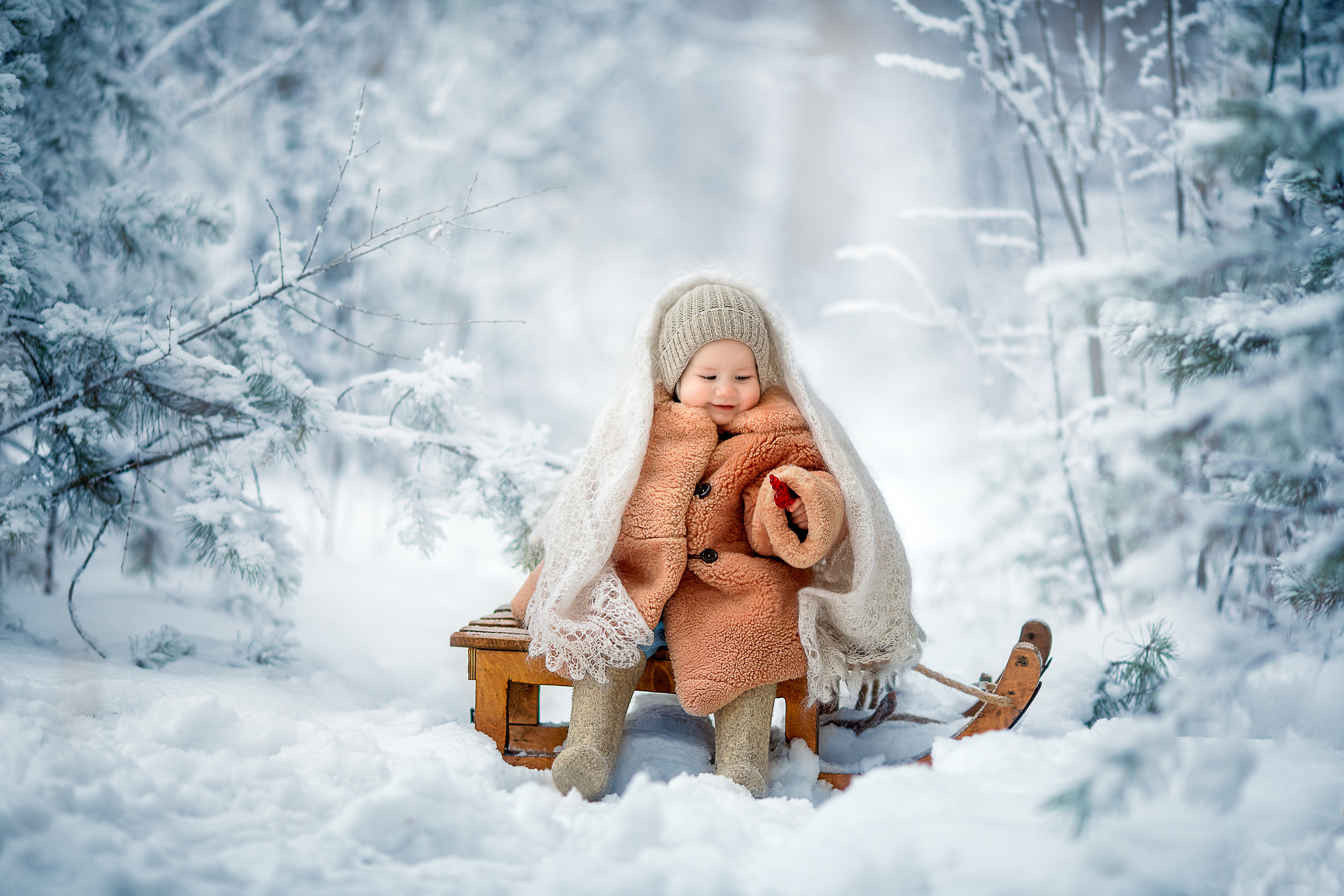 В зимнем лесу. Детский и семейный фотограф в Красноярске Елена Коровкина