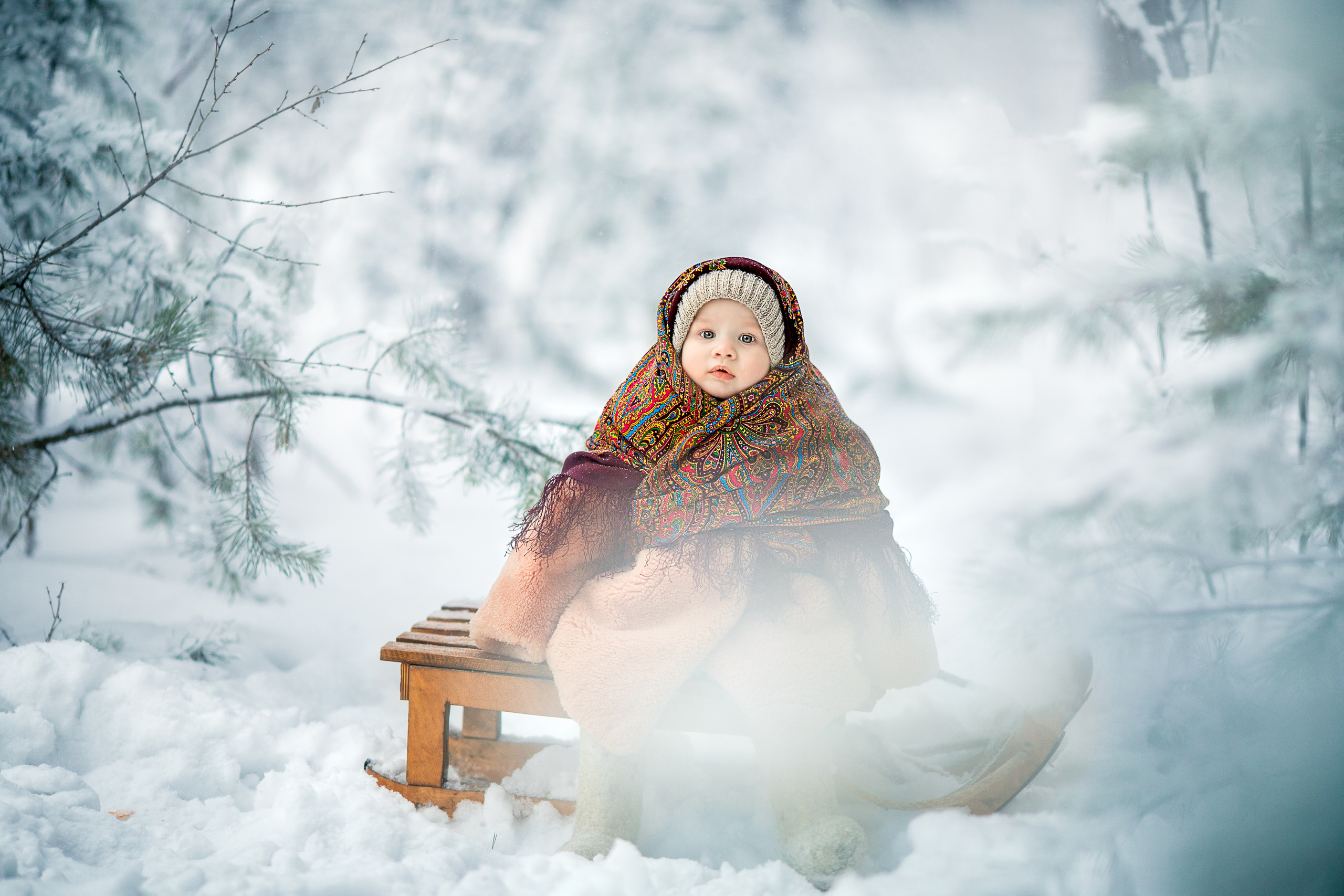 В зимнем лесу. Детский и семейный фотограф в Красноярске Елена Коровкина