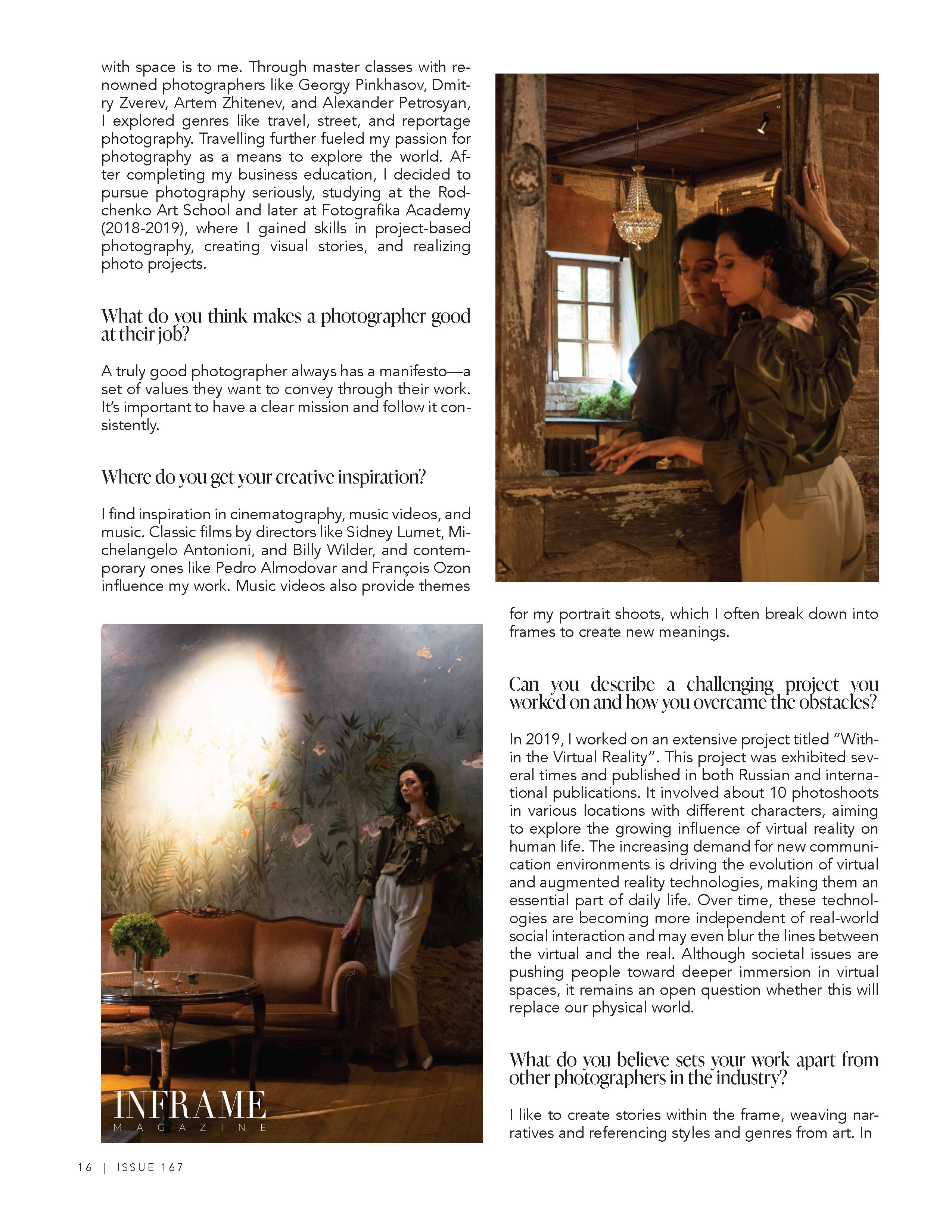 Editorial. Elena Beregatnova. Documentary and art photographer