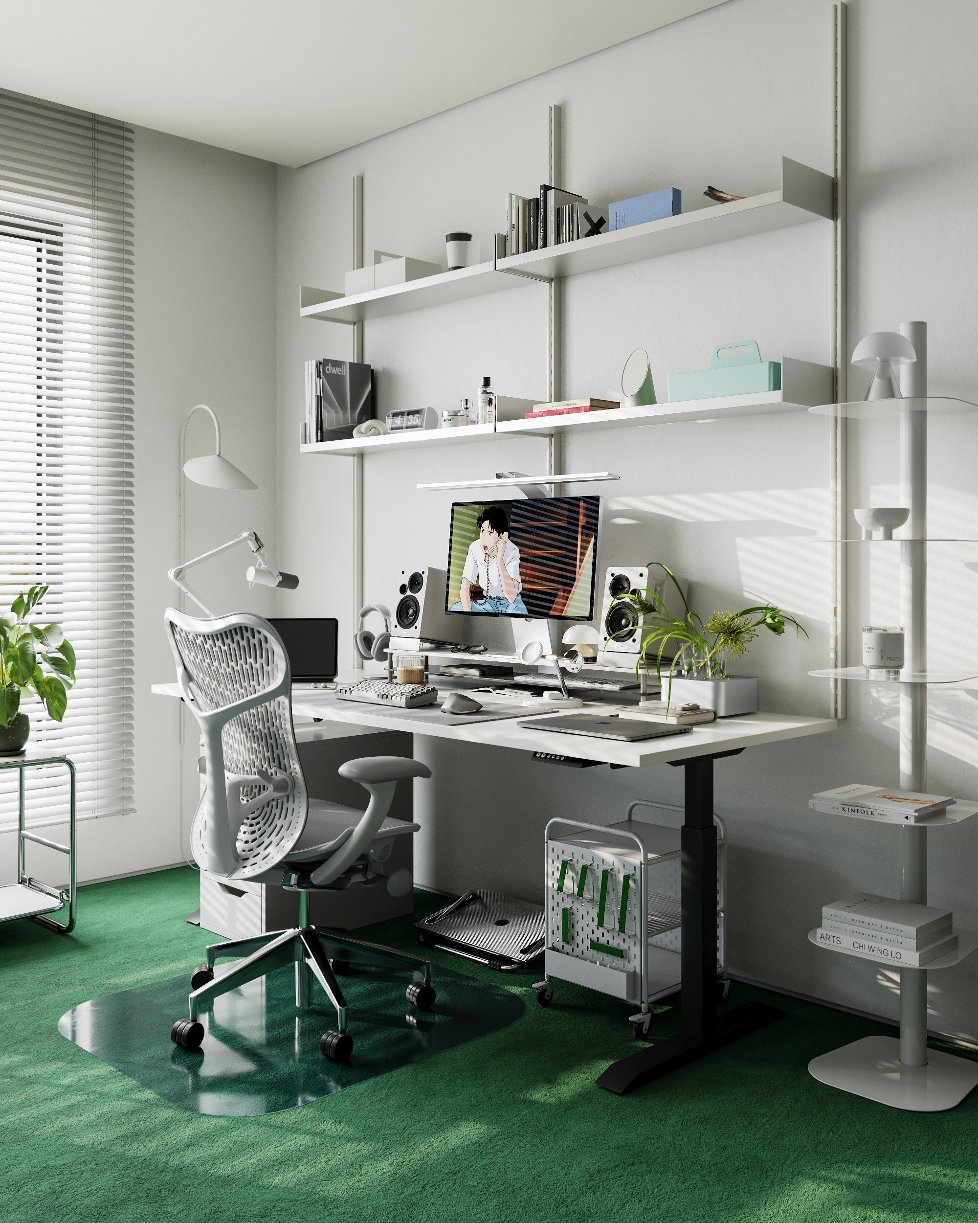 WHITE HOME OFFICE. 3D визуализация интерьера eugene7even