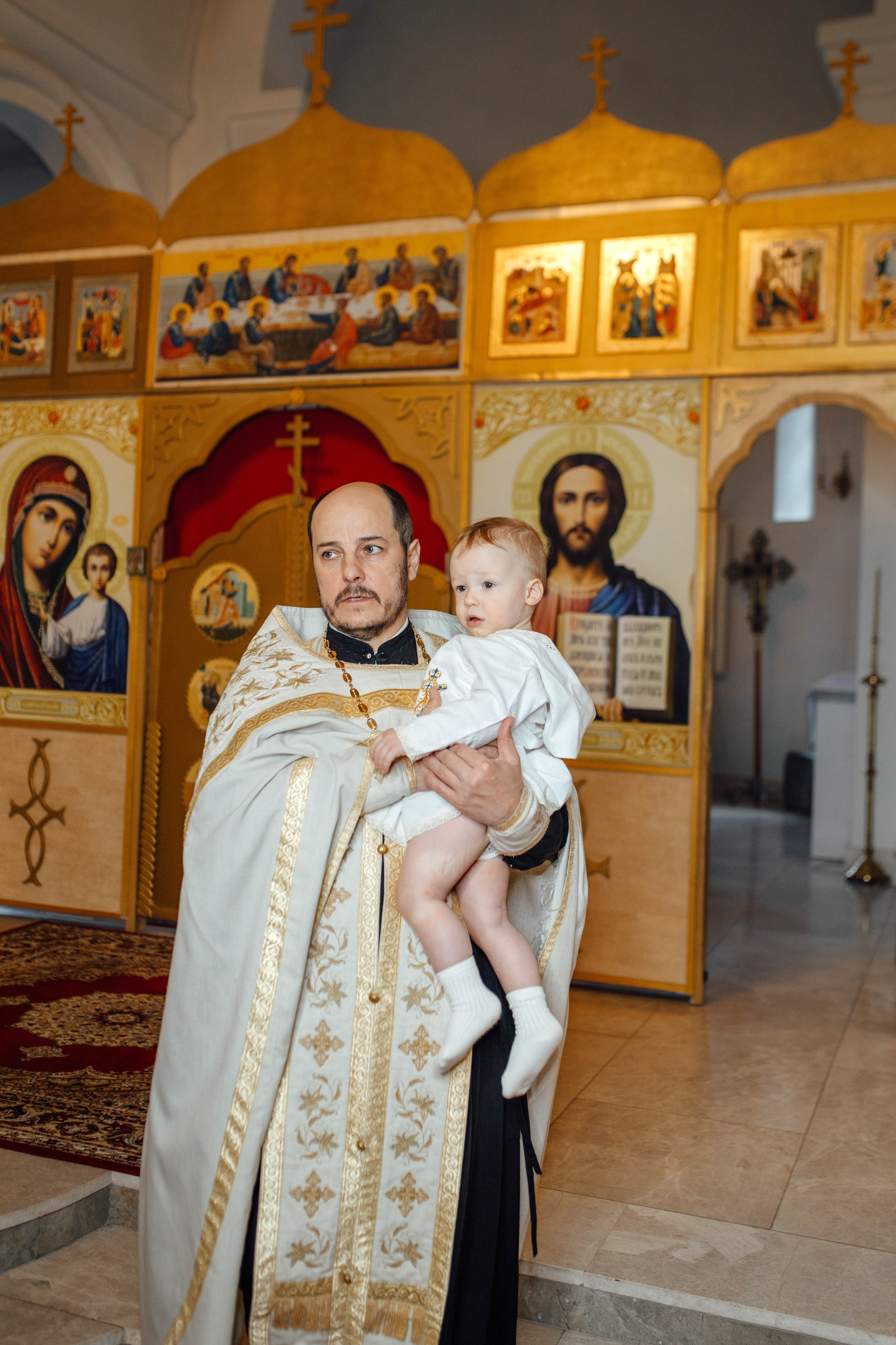 Таинство крещения Льва, храм Вознесения Господня, Ждановичи, февраль 2025