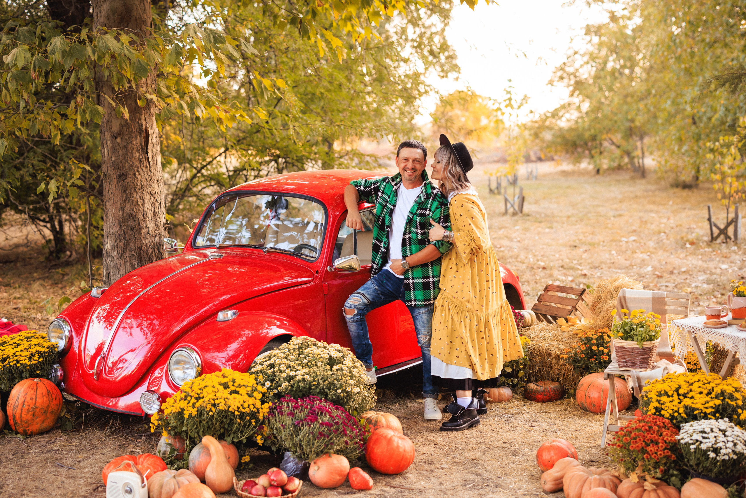 Осенняя фотосессия с Ретро автомобилем в городе Краснодаре. Семейный и детский фотограф в Краснодаре Анна Трашкова
