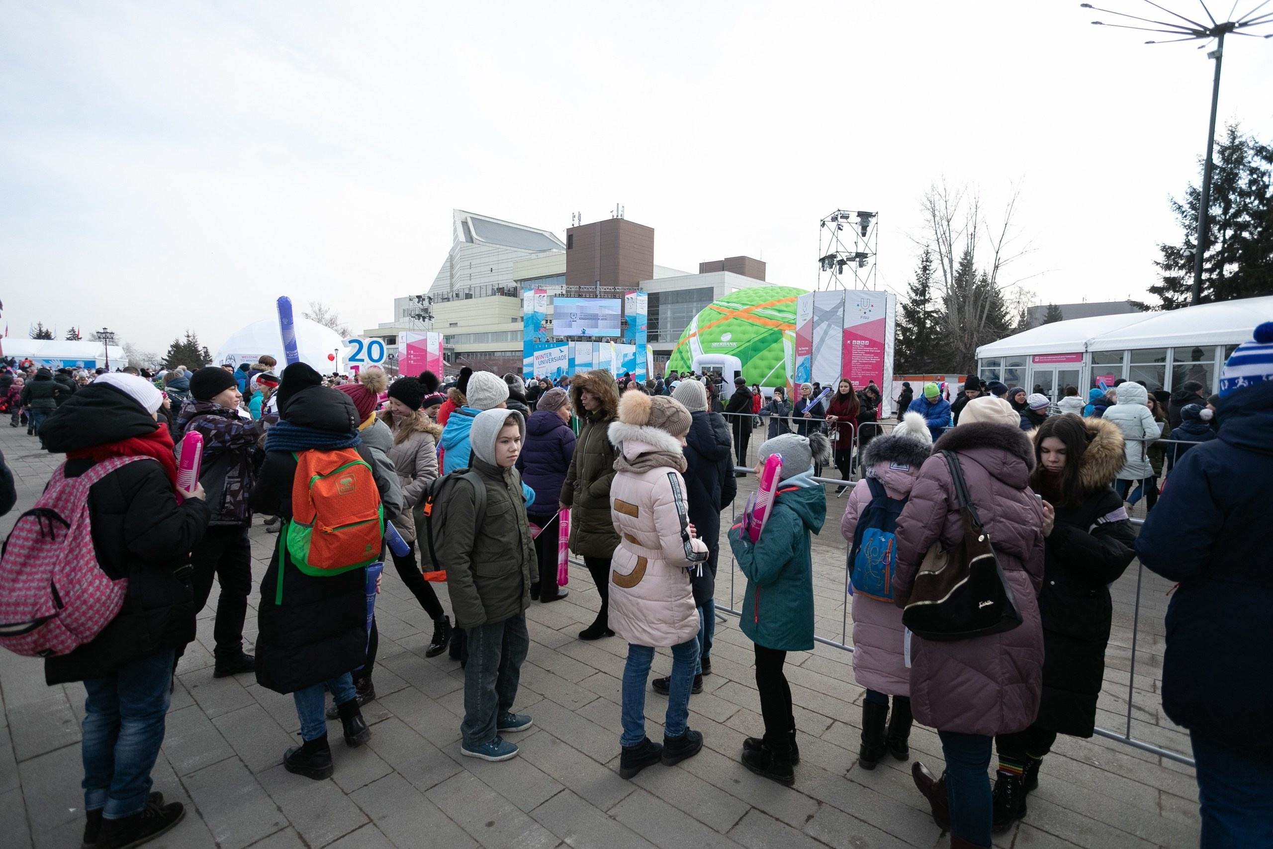 Встреча эстафеты огня Универсиады. Площадь Мира. Красноярск