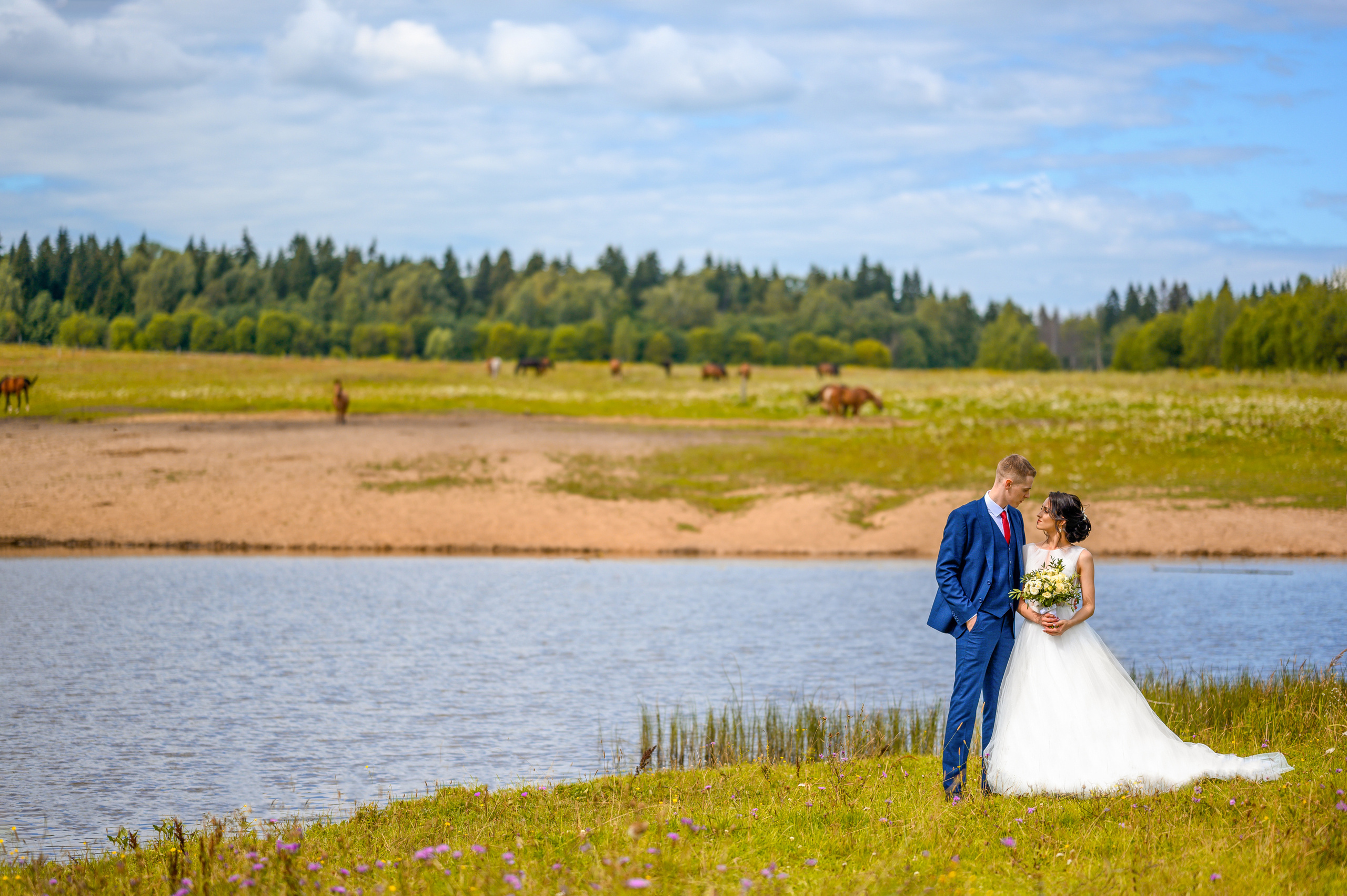Прогулка в поле, свадьба в поле, прогулка лошади. Семейный и контент фотограф в Москве Alira