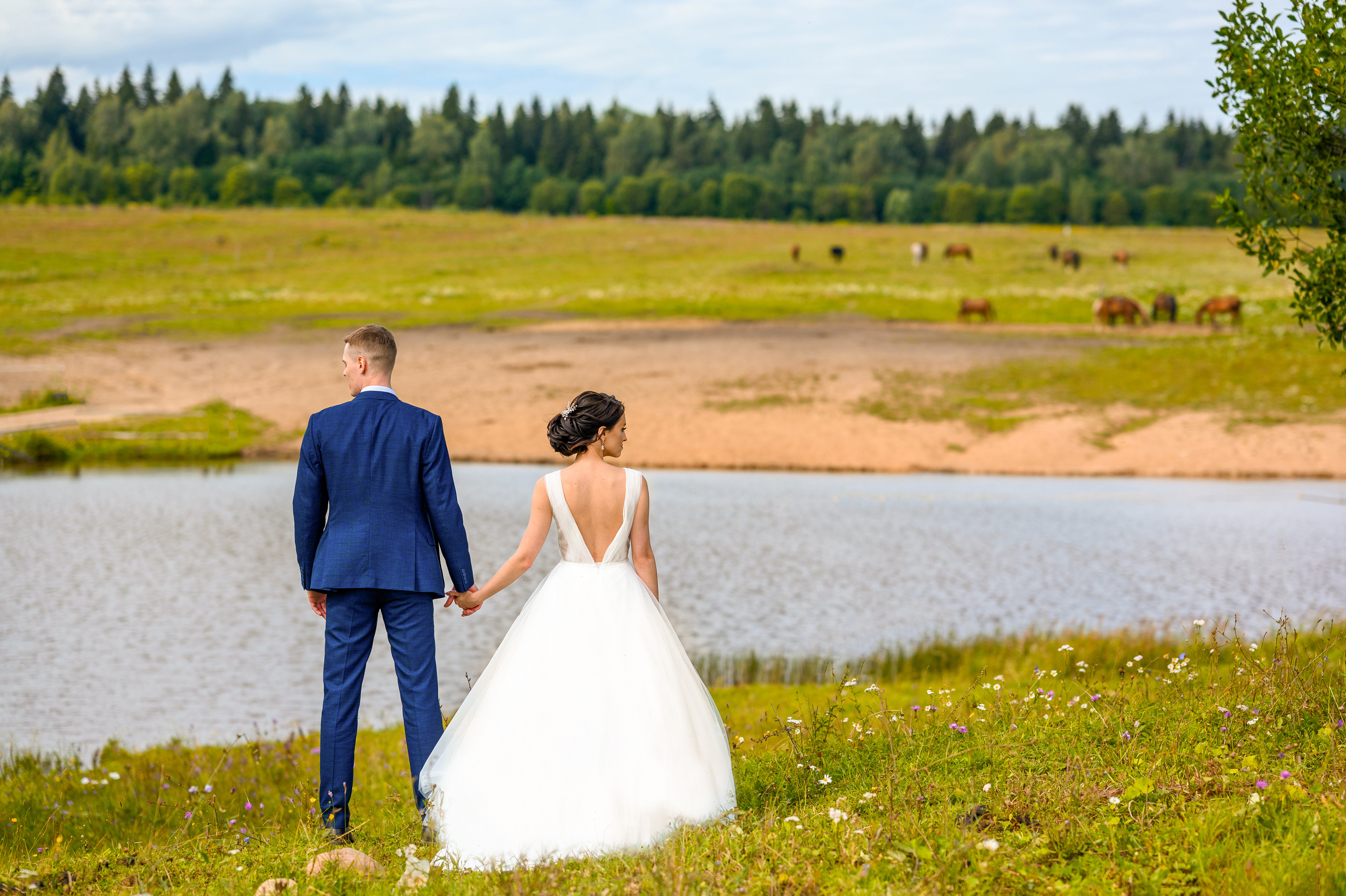 Прогулка в поле, свадьба в поле, прогулка лошади. Семейный и контент фотограф в Москве Alira