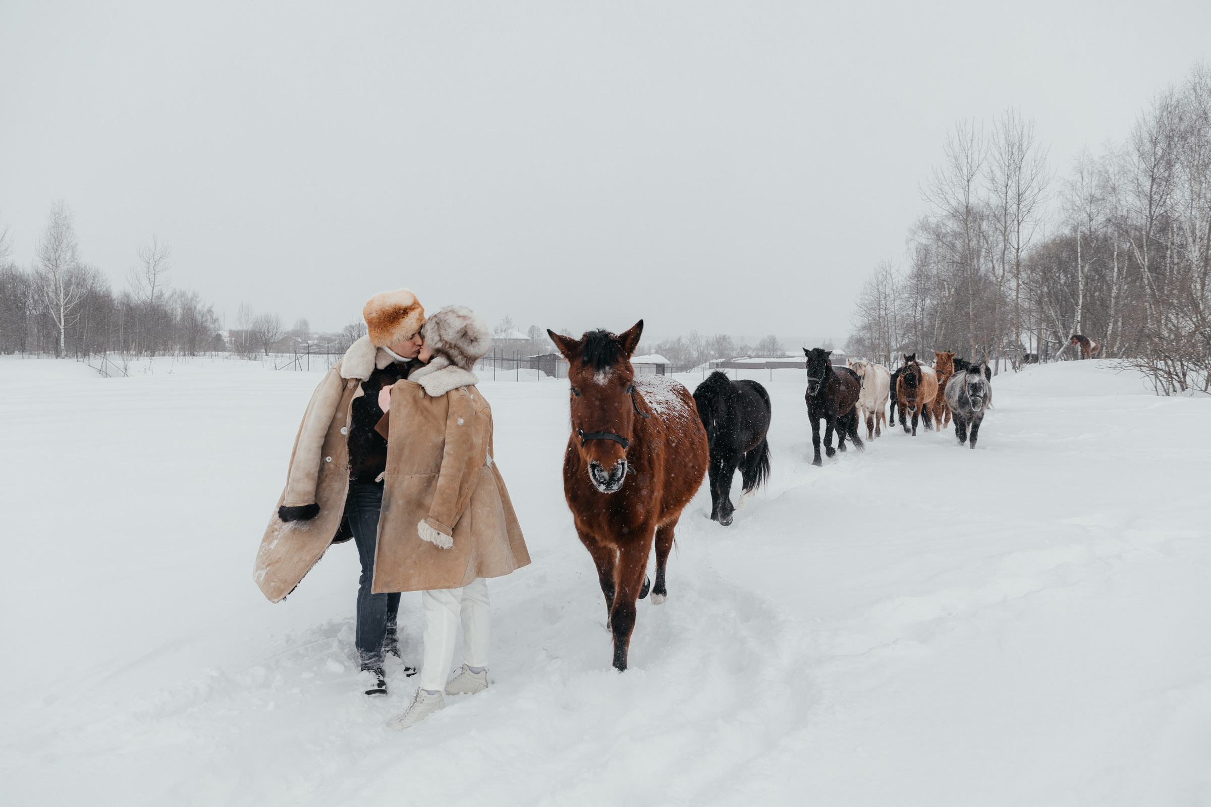 Зимняя фотосессия с оленями в «Аванпост». Свадебный фотограф в Москве Екатерина Гусева