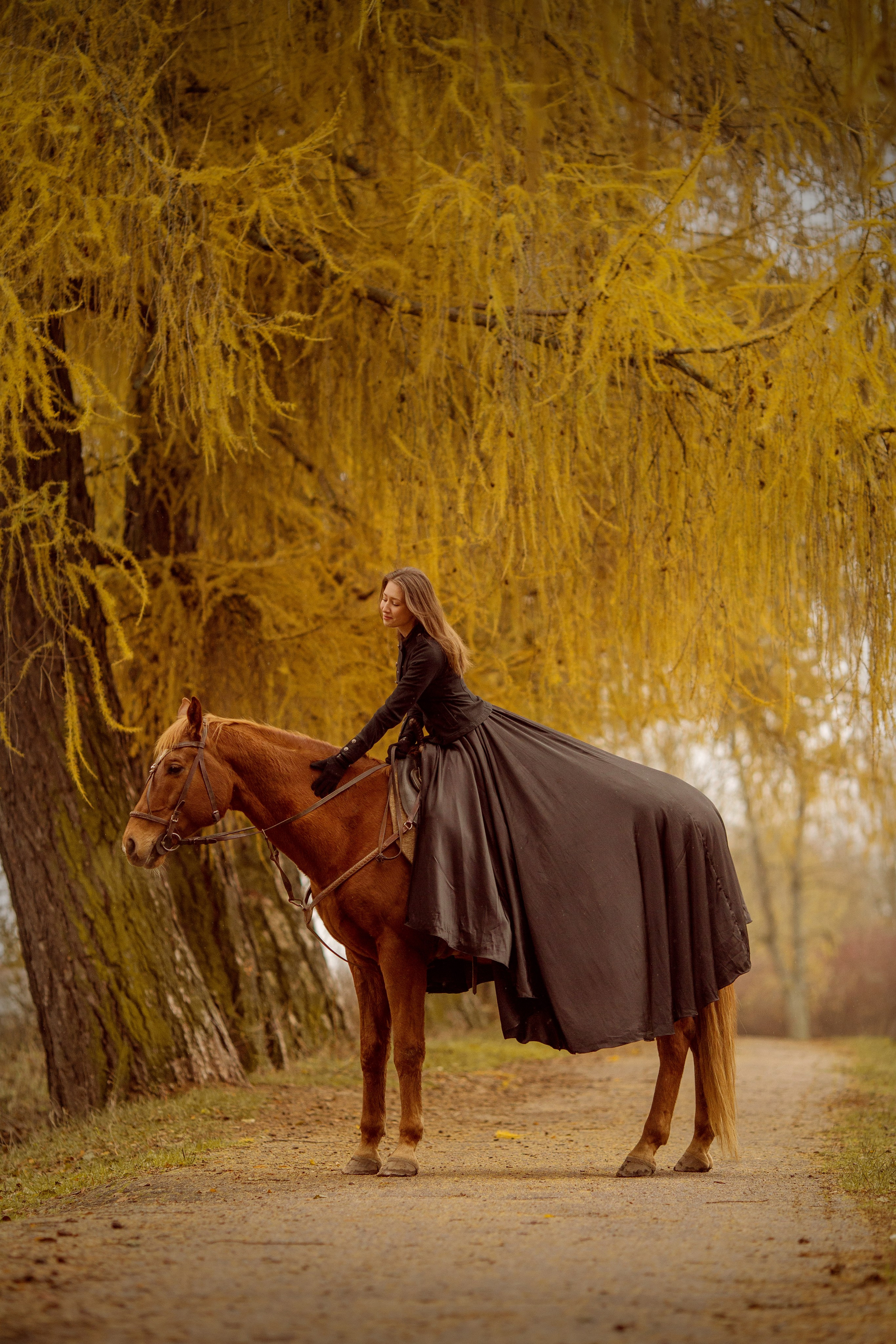 Фотосессия с лошадью поздней осенью