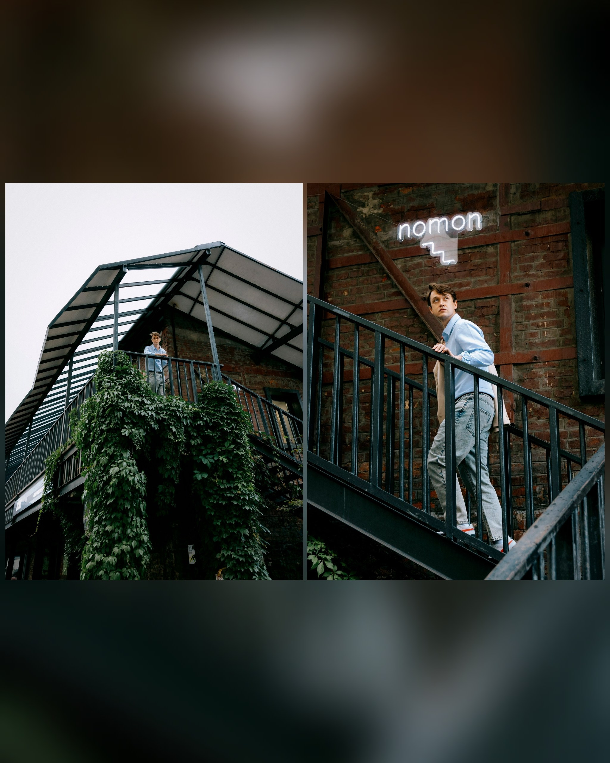 парень идёт по лестнице