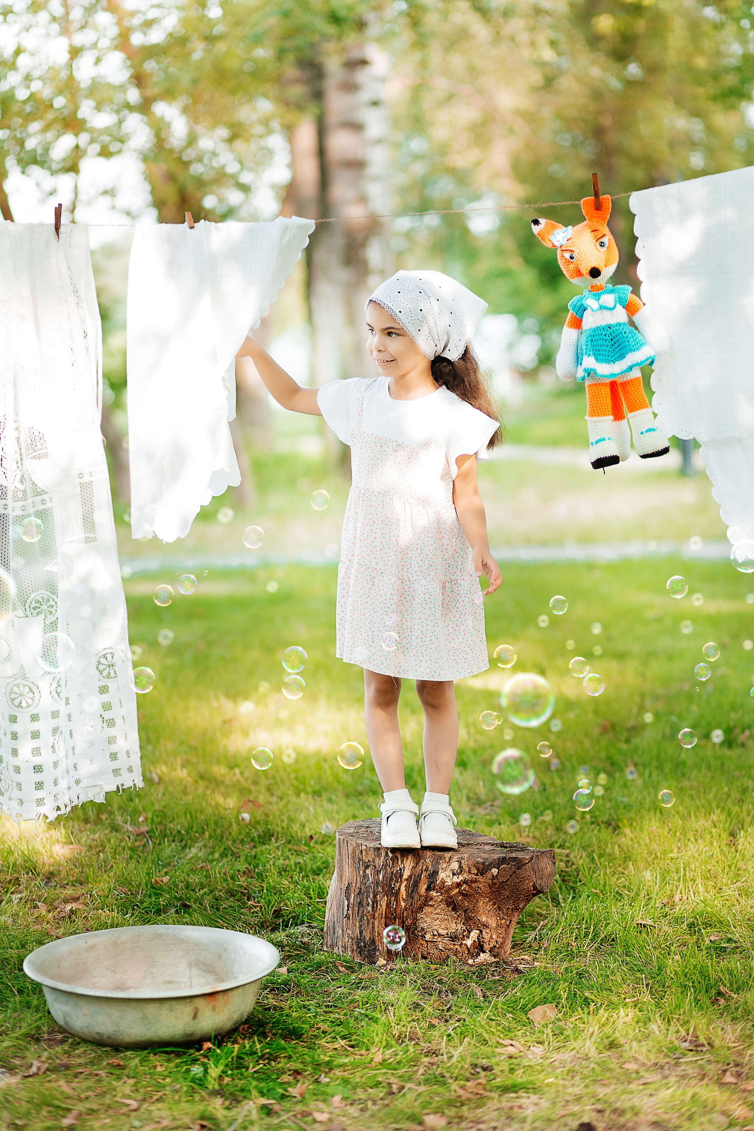 Семейная уличная фотосессия «Большая стирка». Фотограф в Подольске — Мария Бучнева
