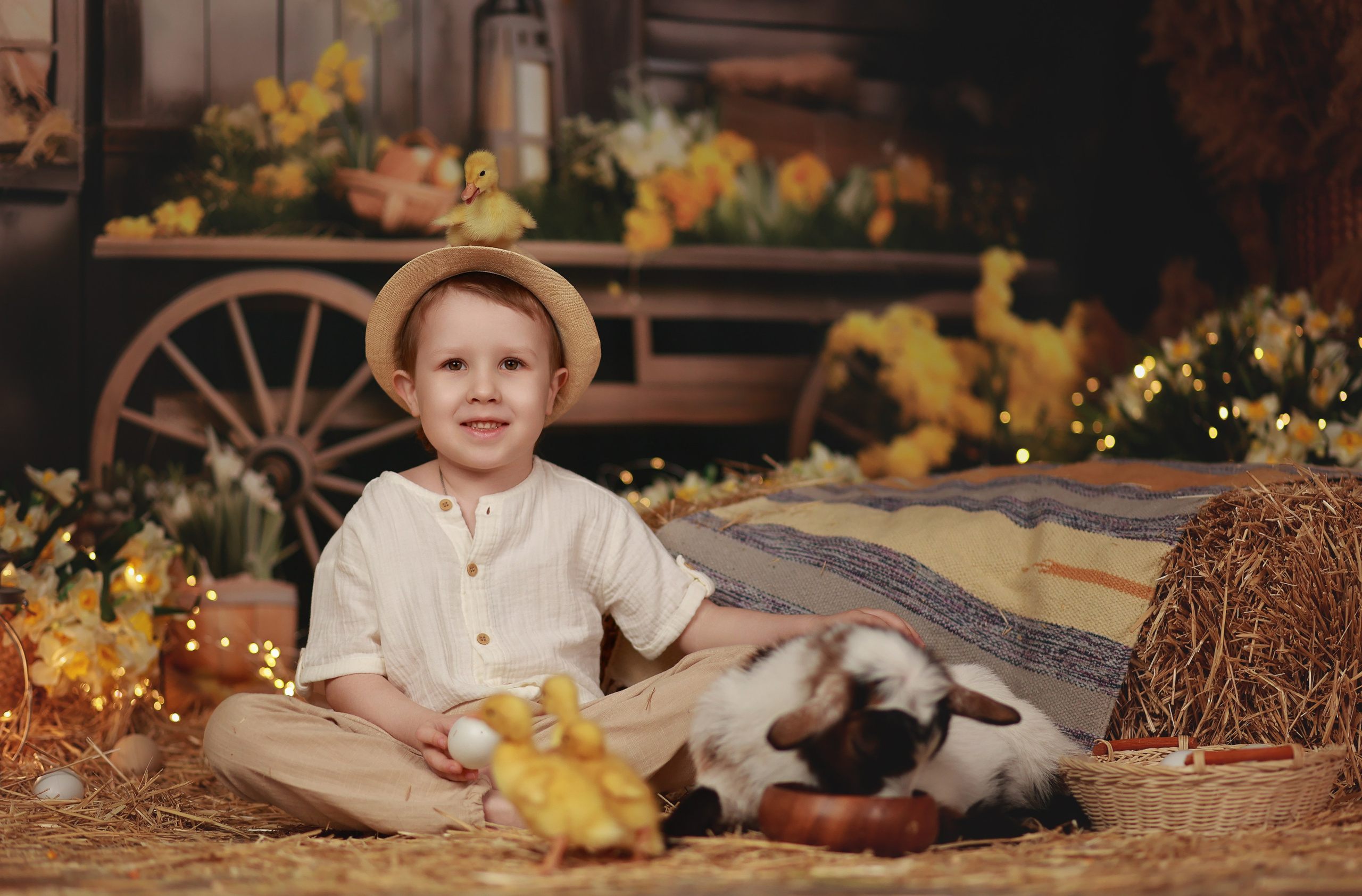 Фотопроект с козочкой и кроликами. Детский семейный фотограф Краснодар