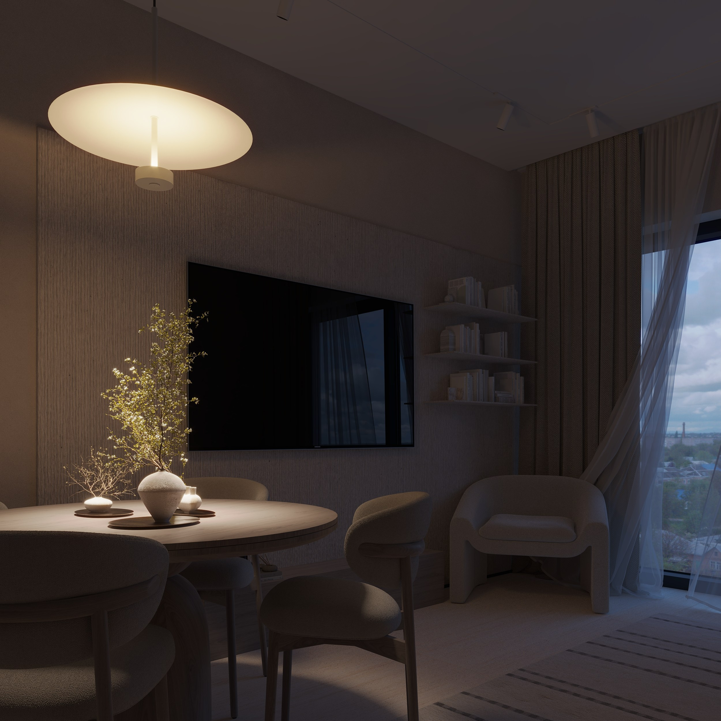 Интерьер квартиры в тёплых тонах — 3D визуализация от Baxx Pro для дизайнера Дианы Кова. 3Д Визуализация Интерьера и Архитектуры