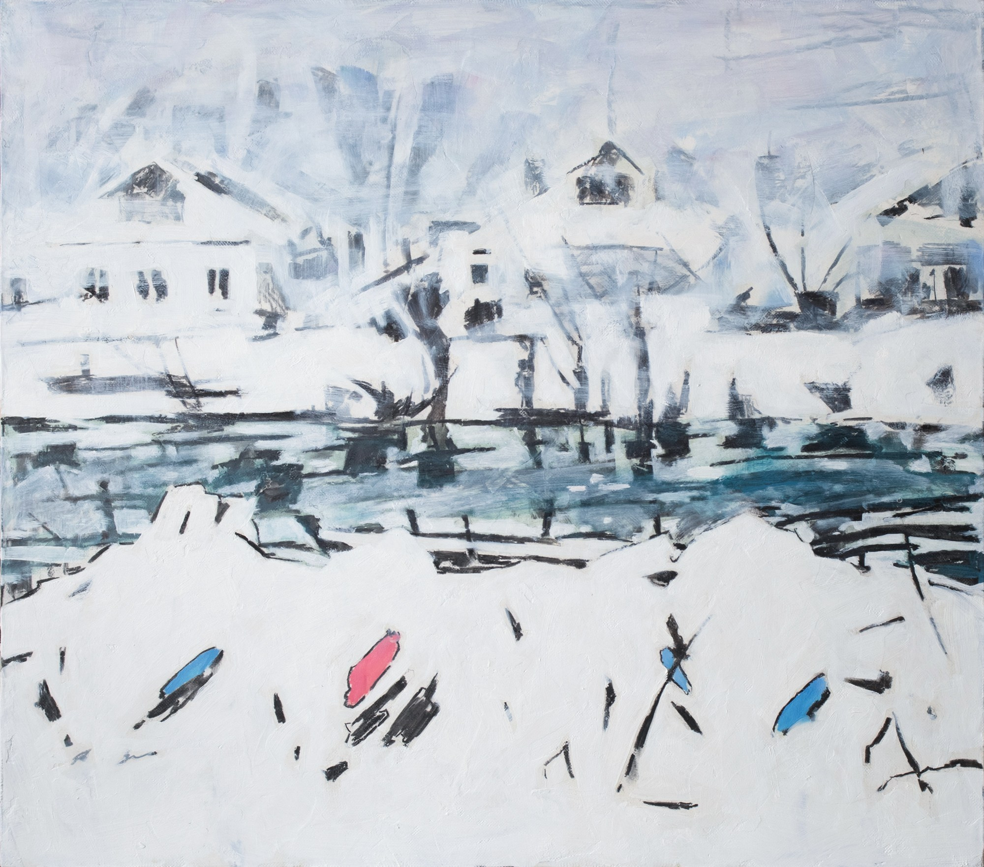 Валентин Фёдоров "Лодки под снегом" 80x90 см, холст, масло, 2026 г., 130 000 руб.