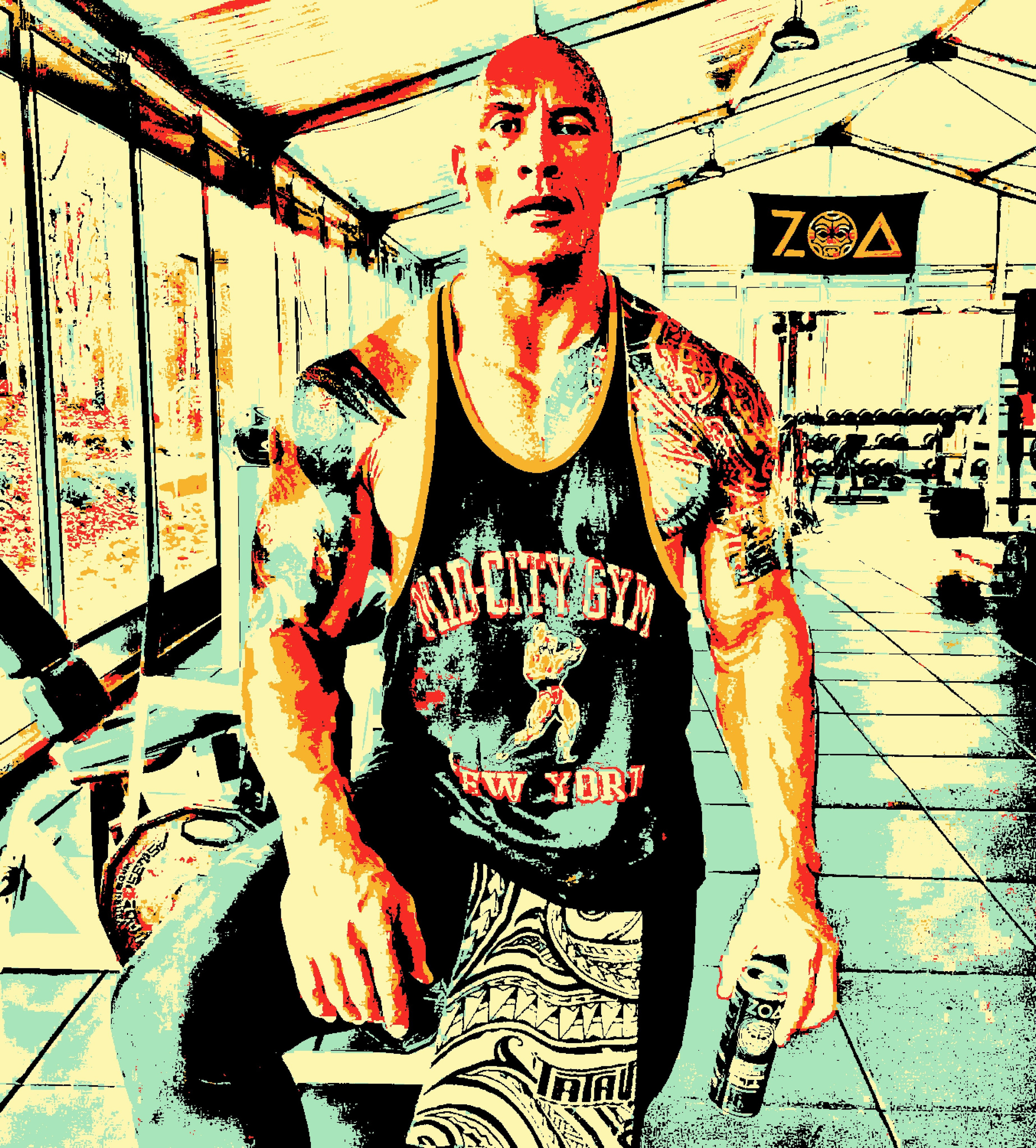 Дуэйн Джонсон (Dwayne Johnson). Визуальный арт пиксельный художник Василь Пиксель