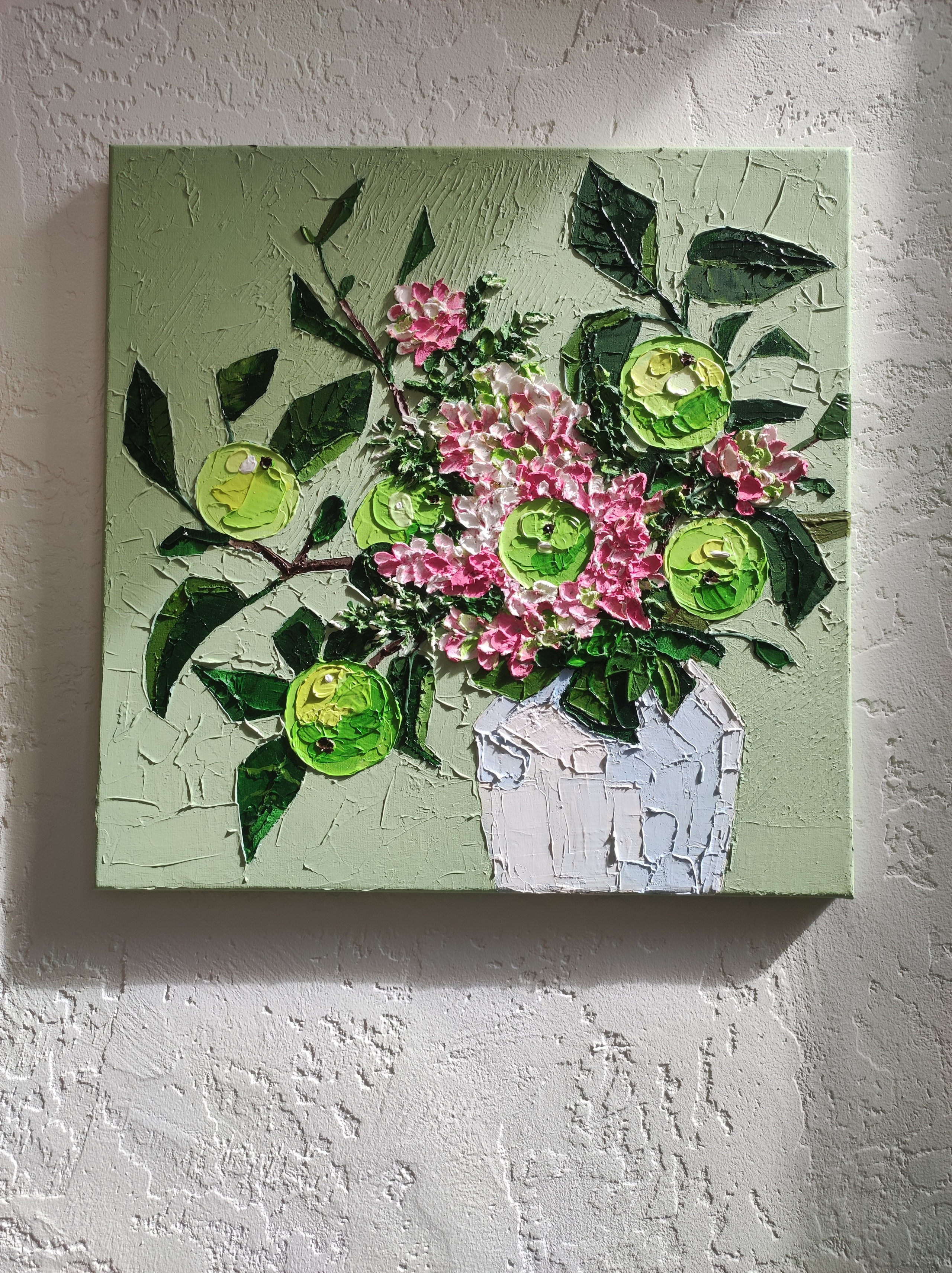 «Яблочки». Акрил, холст на подрамнике, 40×40 см. Галерея картин художницы Бельмесовой Евгении