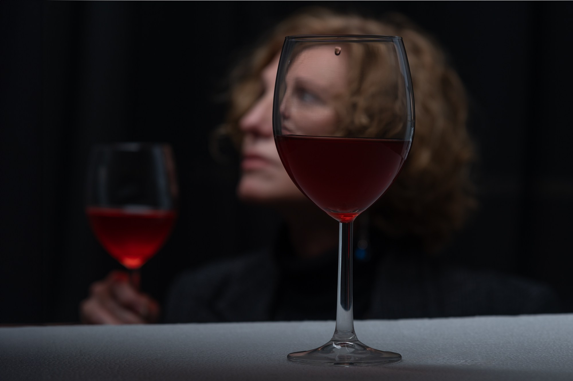 dramatic portrait noir style female woman girl person studio low key wine goblet Rehovot Israel