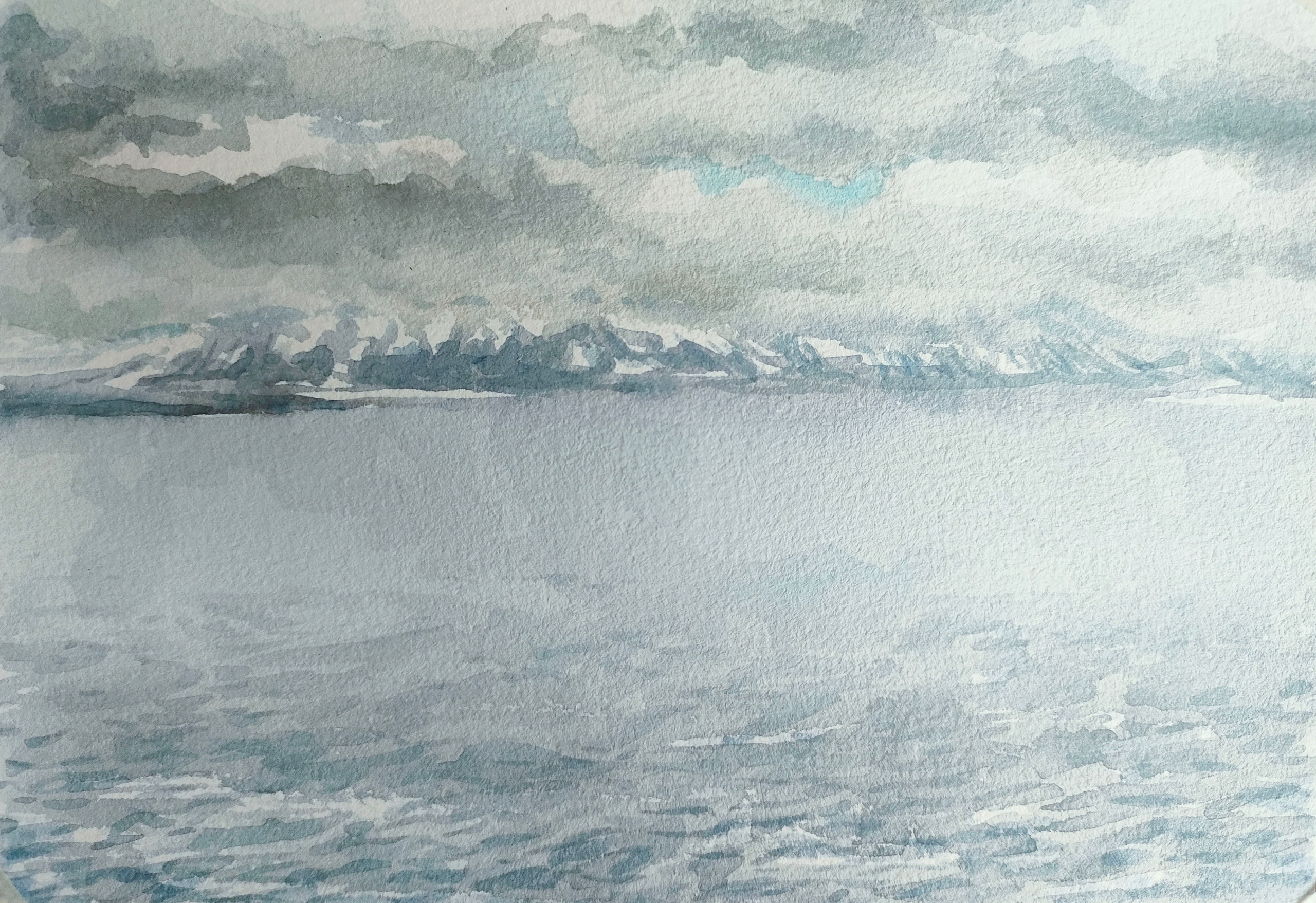 "Озеро Севан, Армения", акварель, 2024