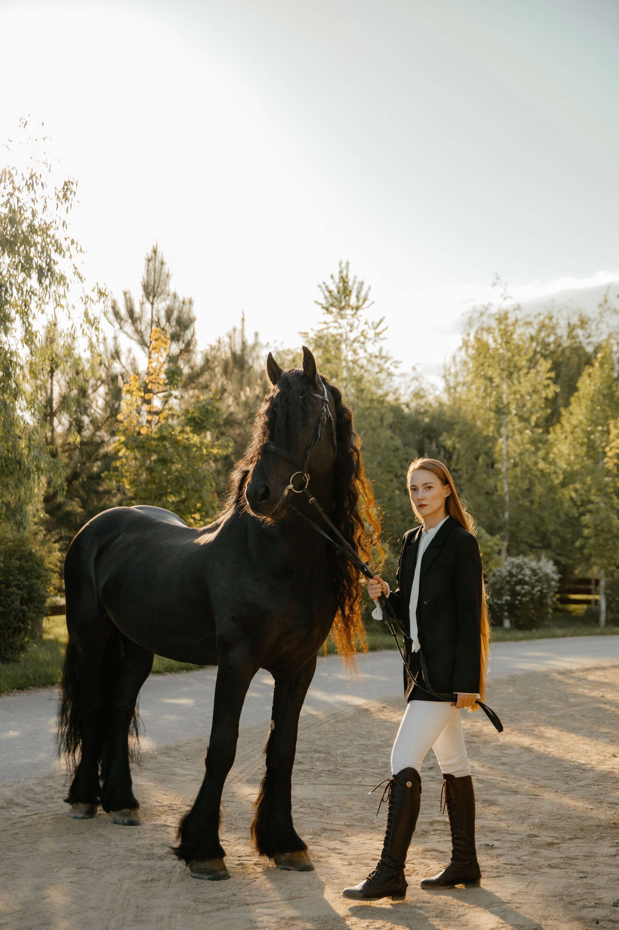 Съемка с лошадью фризской породы. Семейный и конный фотограф в Краснодарском крае и Адыгее