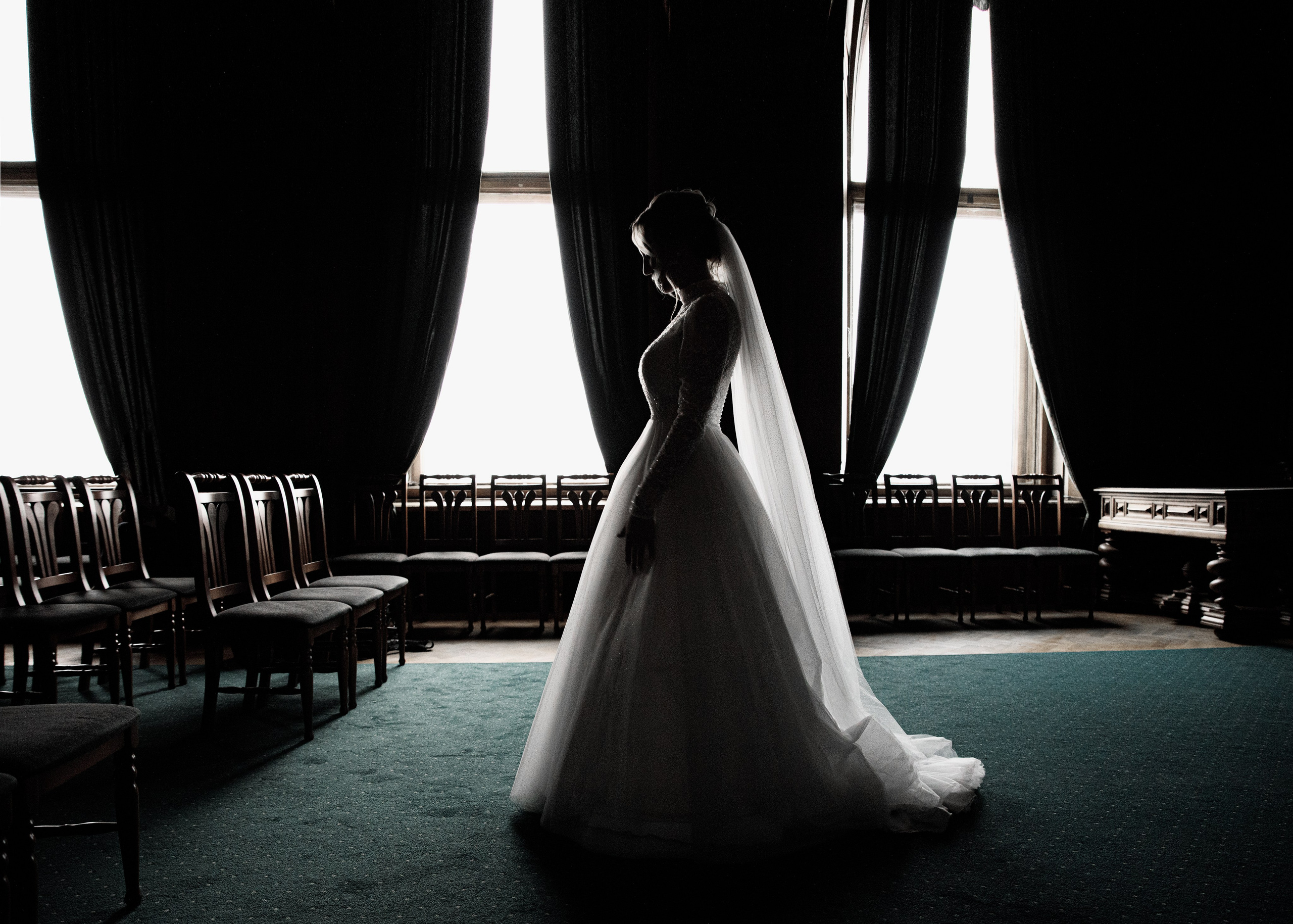 Портрет невесты, красивый свет.