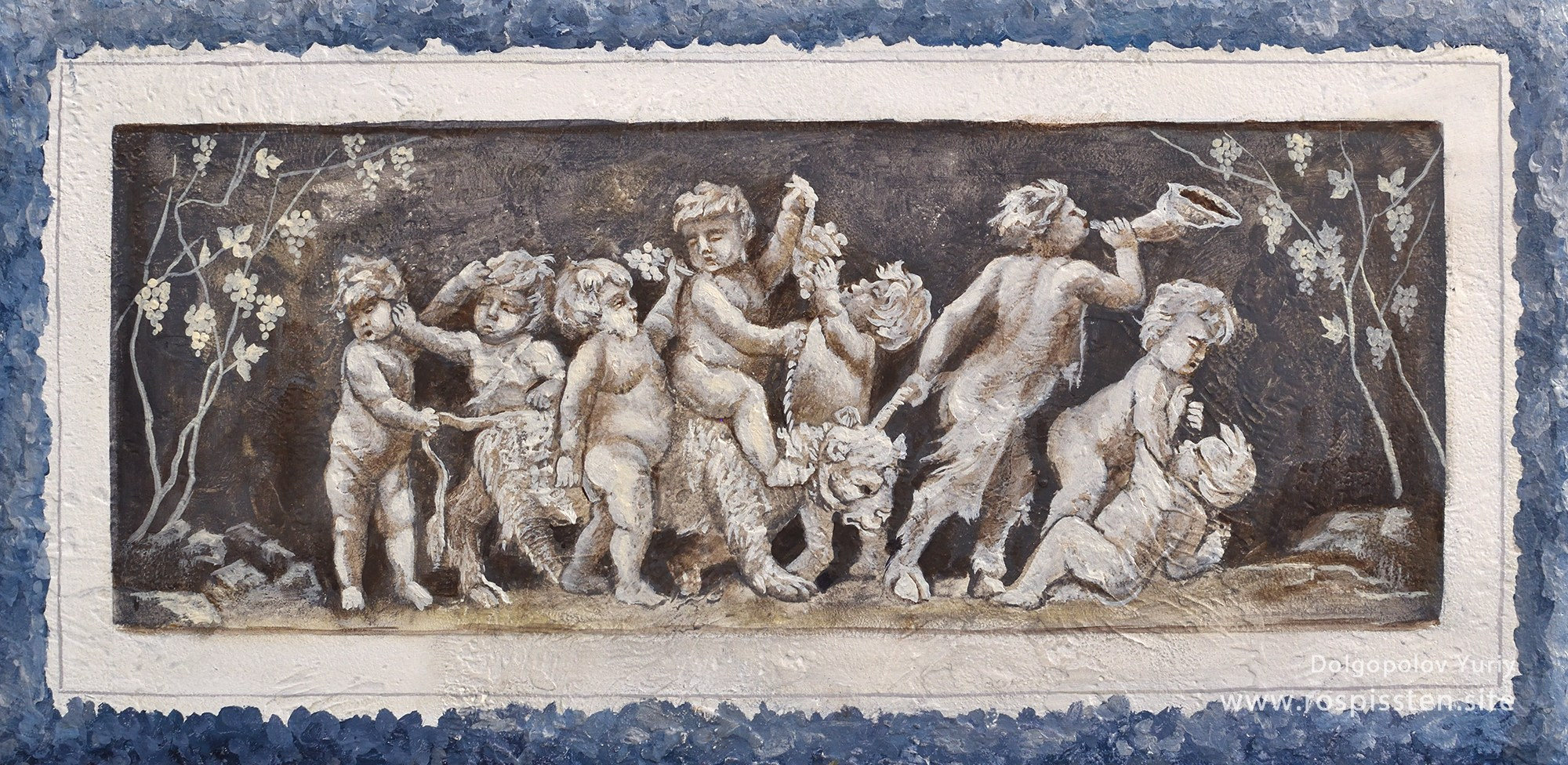 панно в росписи на стене дети  вакха