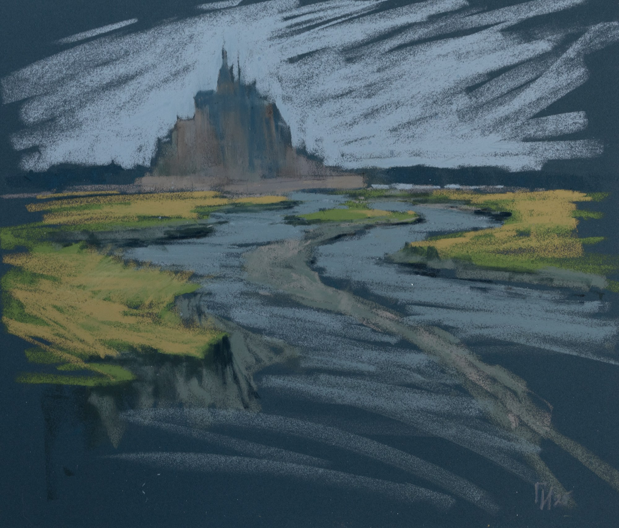 Франция, Мон-Сен-Мишель. Пастель, 36x29см