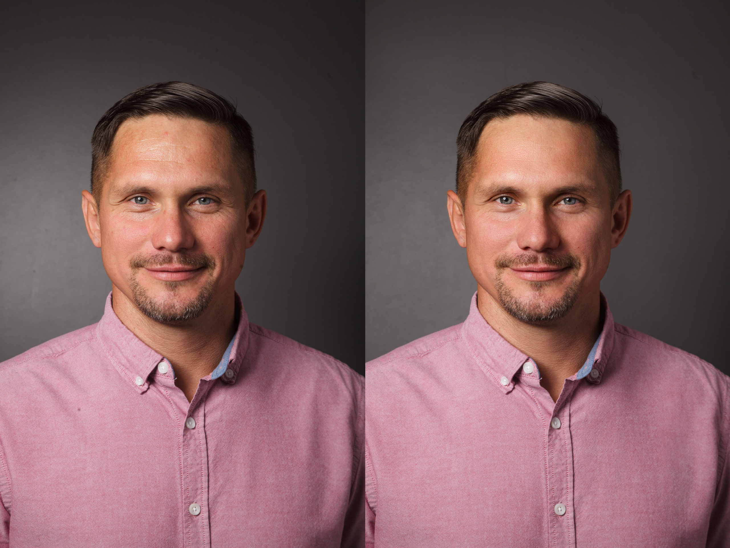 Ретушь портретной фотографии, натуральная естественная качественная ретушь кожи мужской портрет