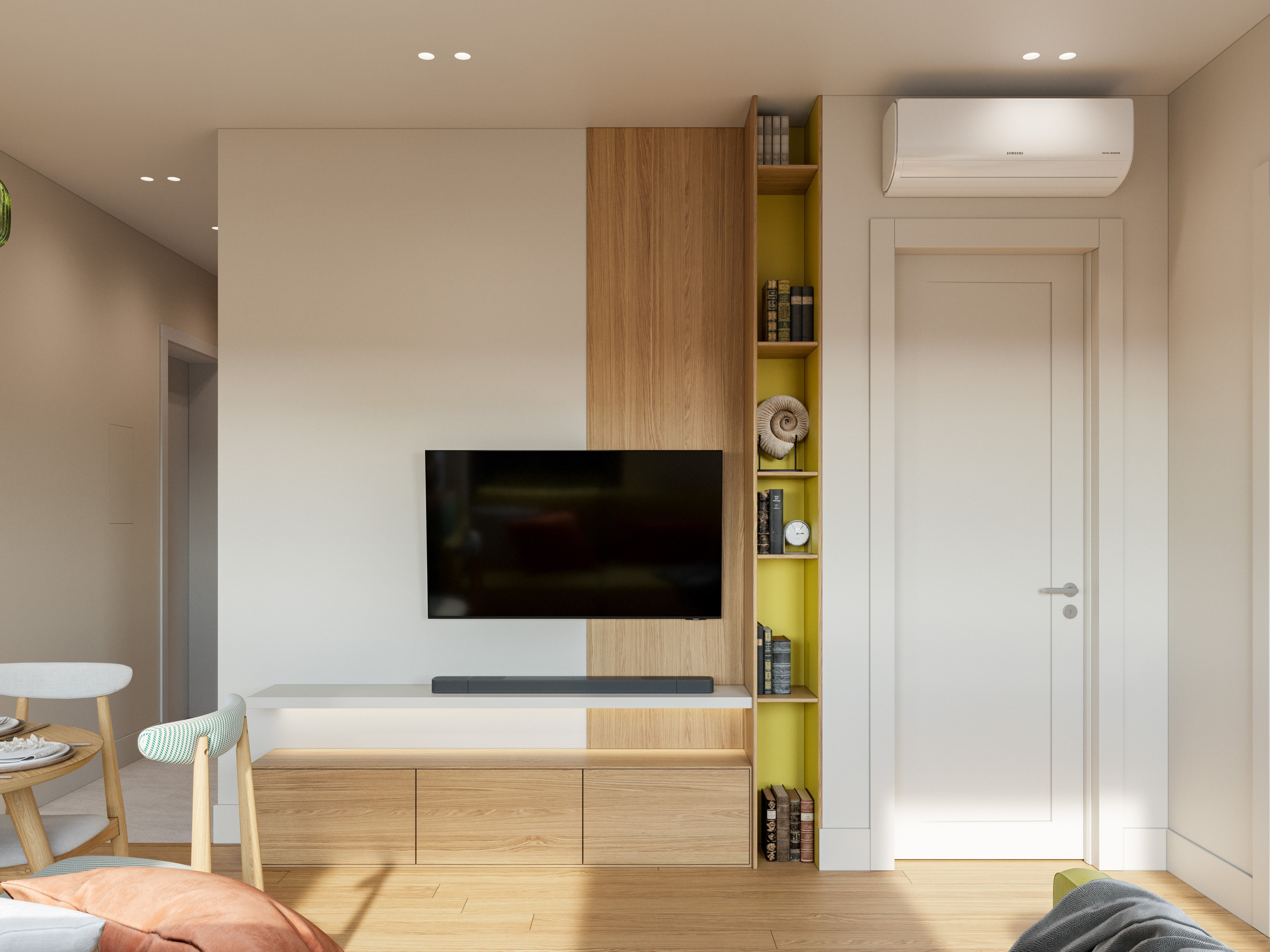 3D Визуализация Маленькой Квартиры с Кабинетом | Минимализм и Яркие Акценты. Визуализатор интерьера в Москве | Брагин Кирилл