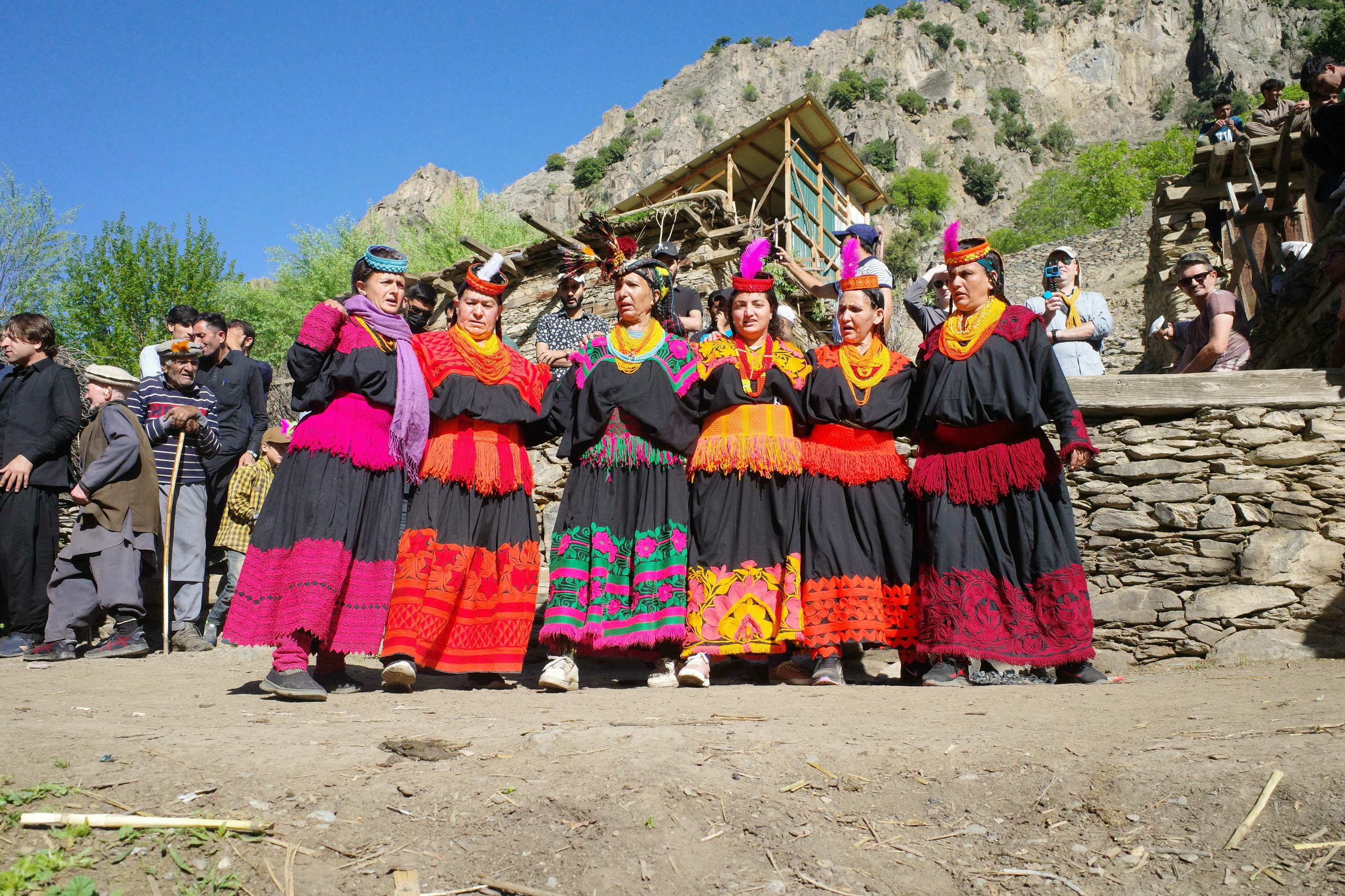 Women performing a traditional Kalash dance, Bumburet Valley