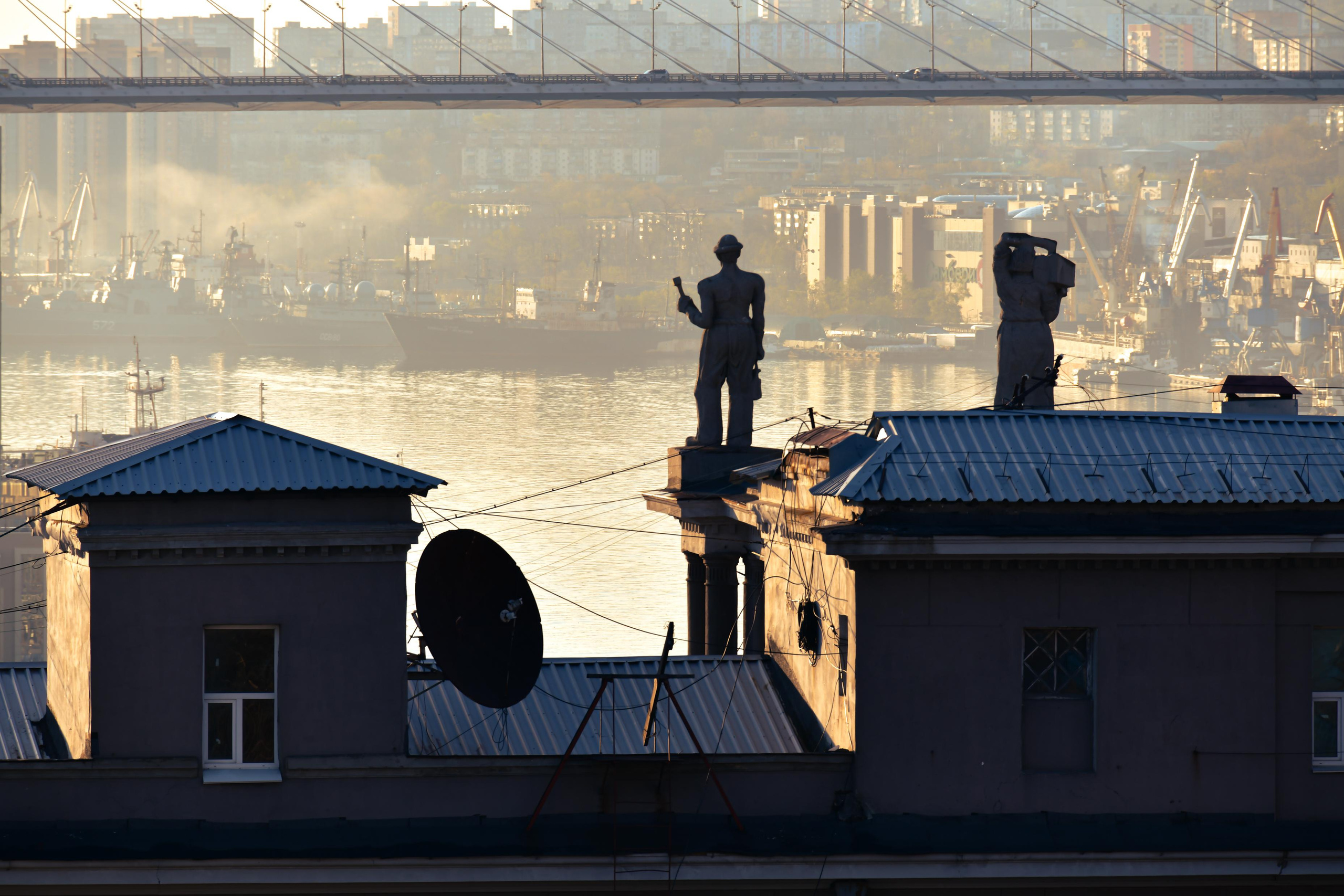 серая лошадь владивосток рассвет золотой мост