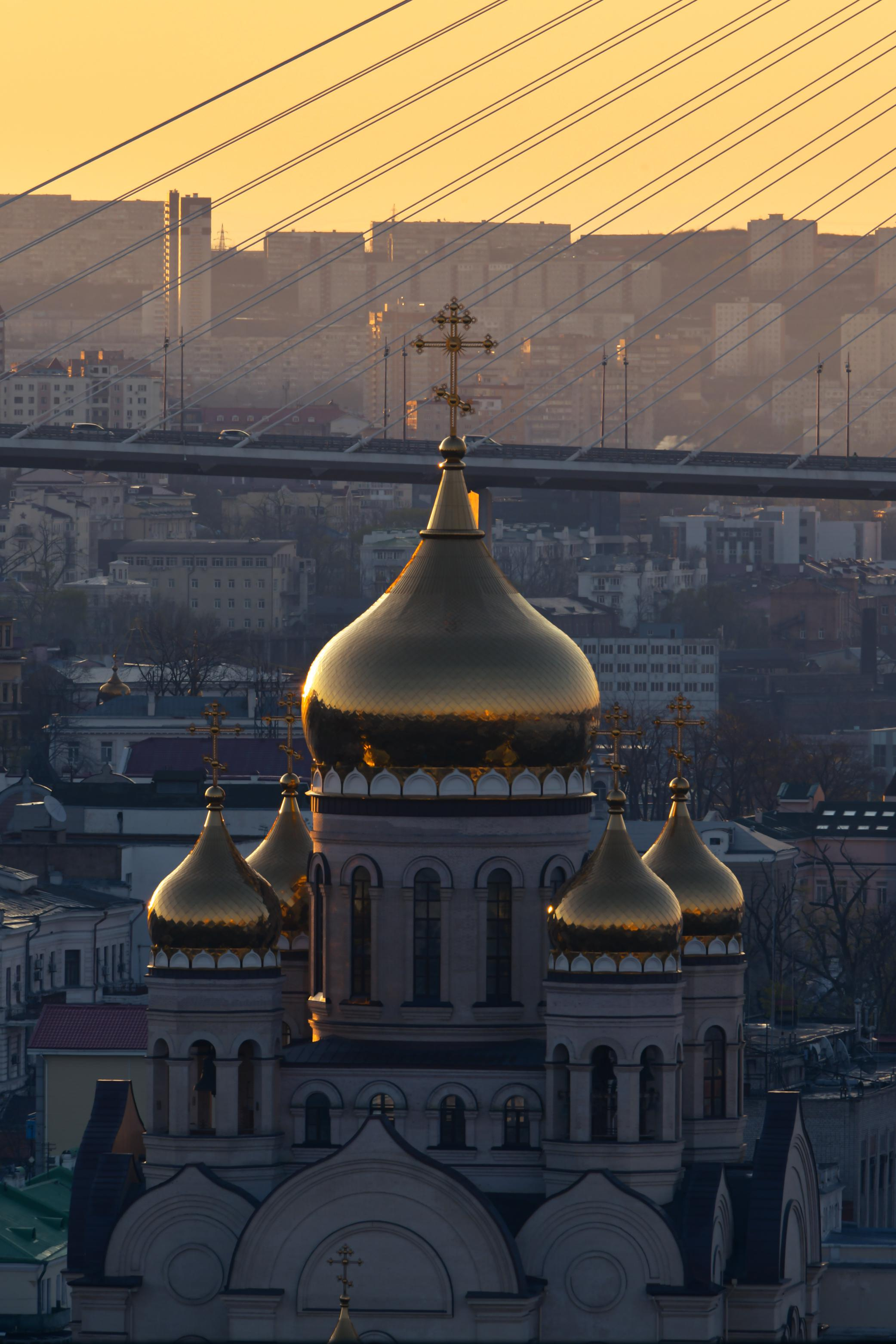 город у моря владивосток рассвет приморский край солнышко встает бухта золотой рог залив петра великого