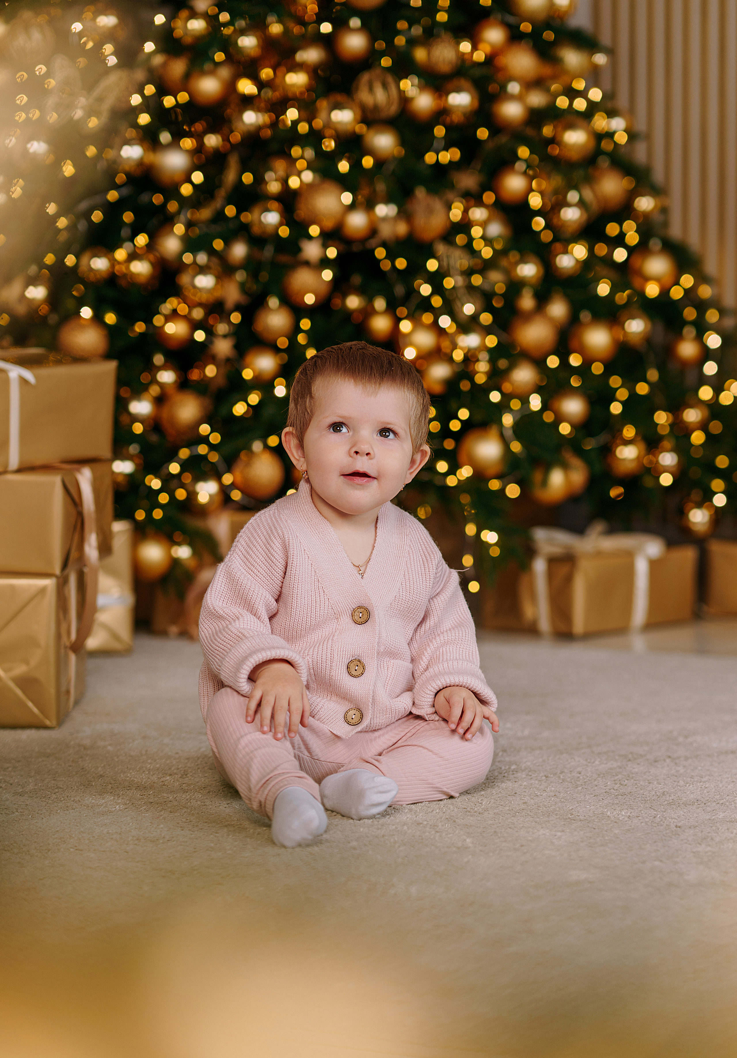 Новогодняя съемка в золотой студии. Свадебный фотограф