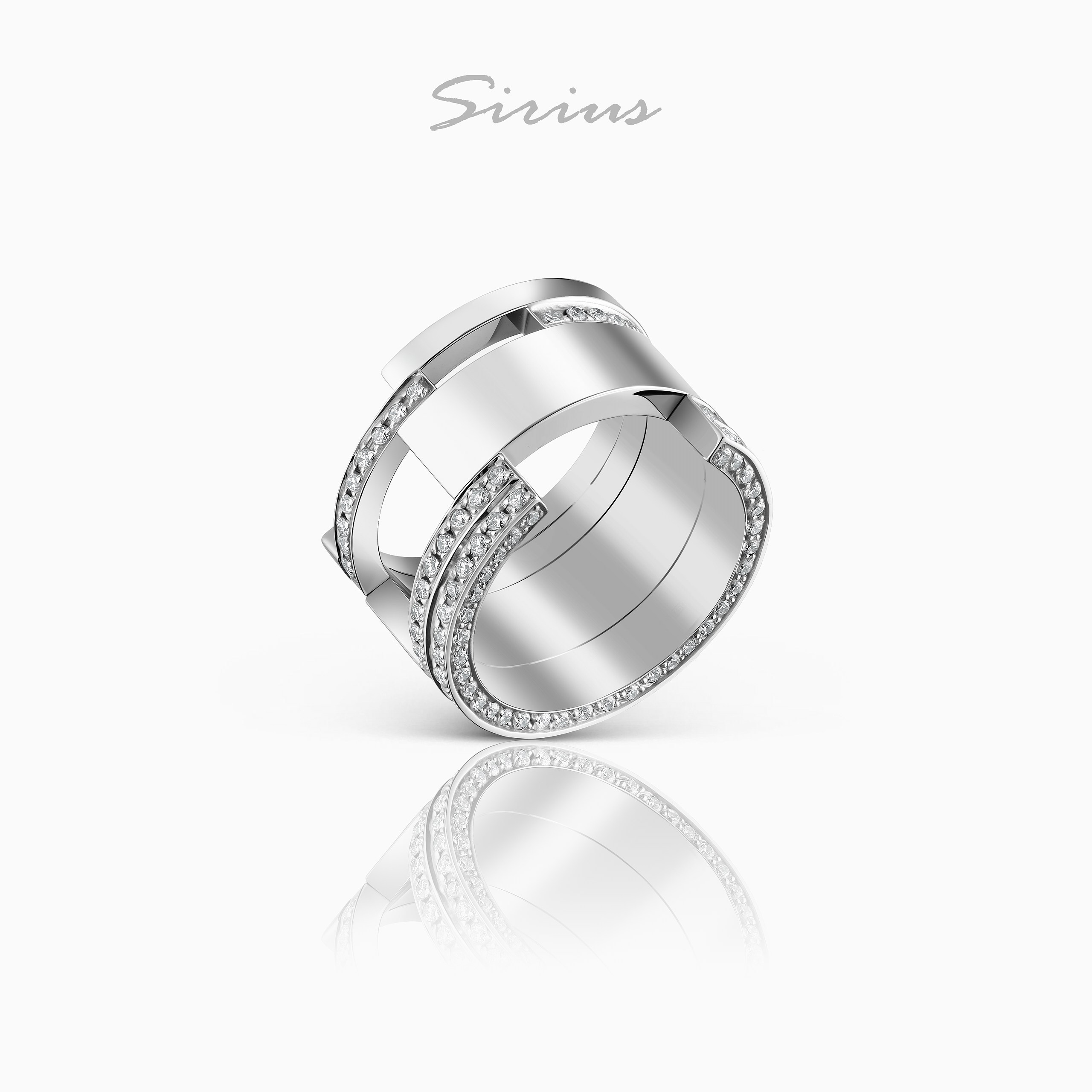 Кольцо Sirius из белого золота с бриллиантовой дорожкой