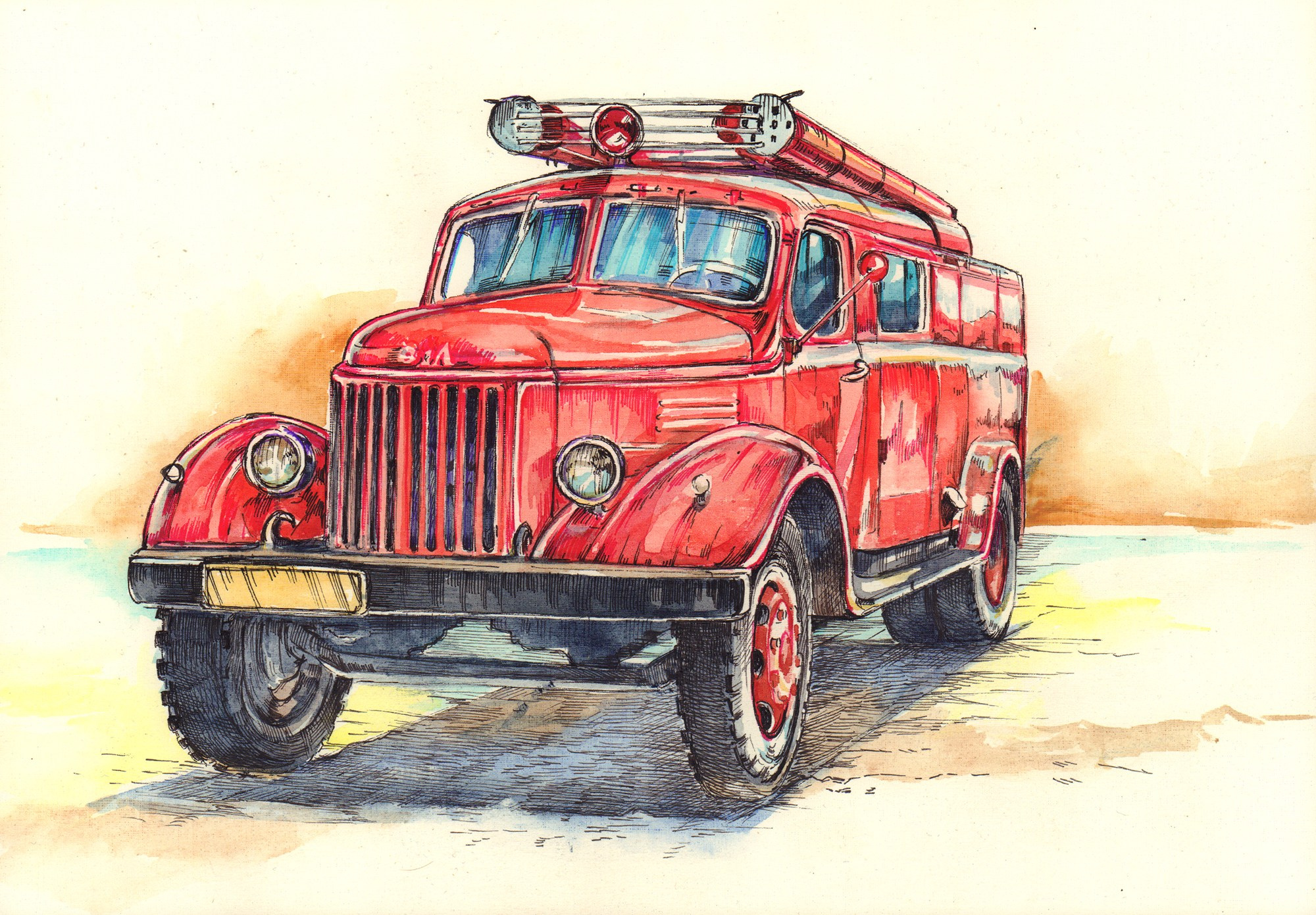 Легковые и грузовые автомашины СССР. Художник Александр Петрунин