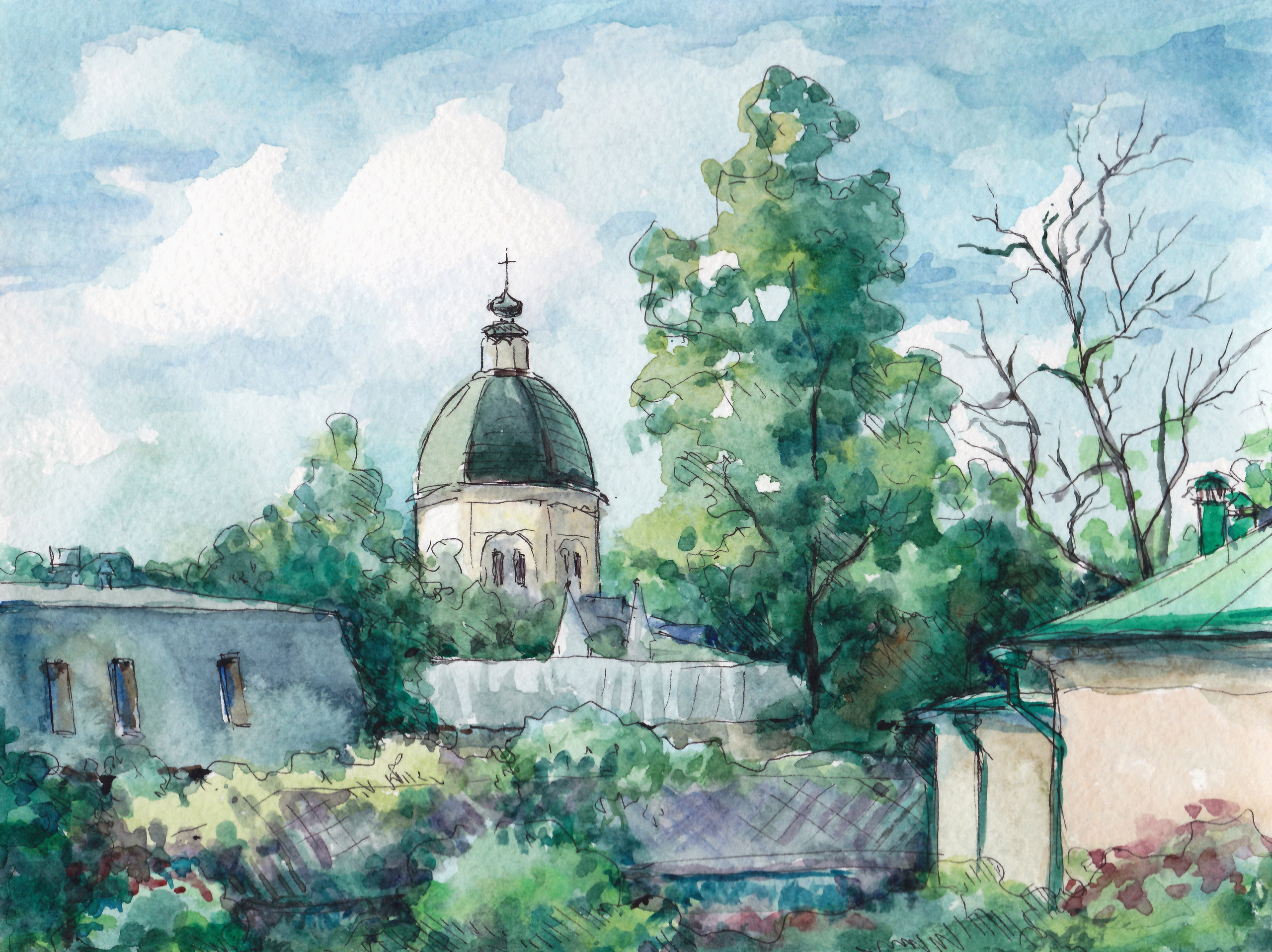 "Морозовский садик", акварель, 2017