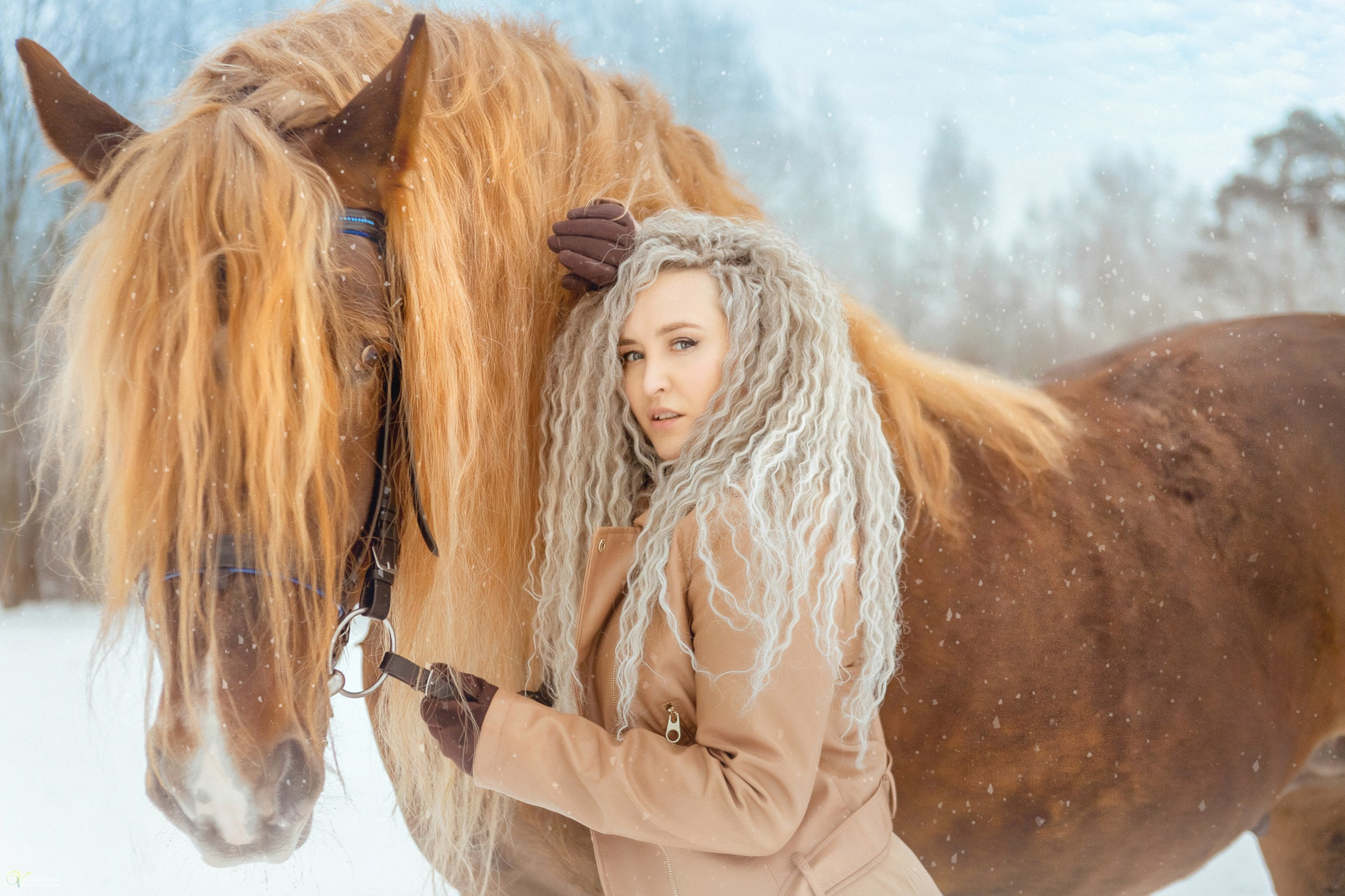 Фотосессии с лошадьми зимой. Фотограф женский и мужской портрет Санкт-Петербург