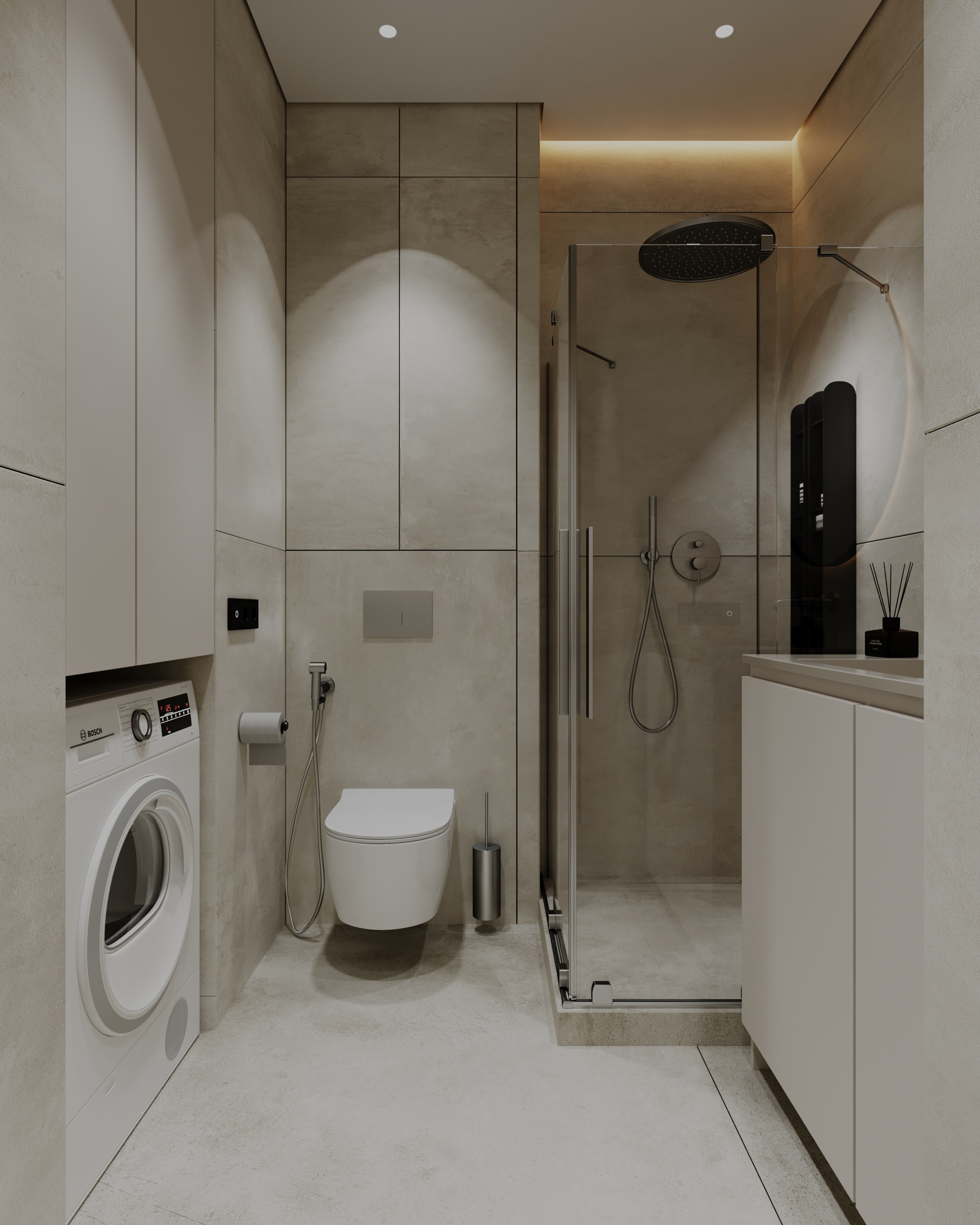 Санузел № 2. Визуализации интерьера