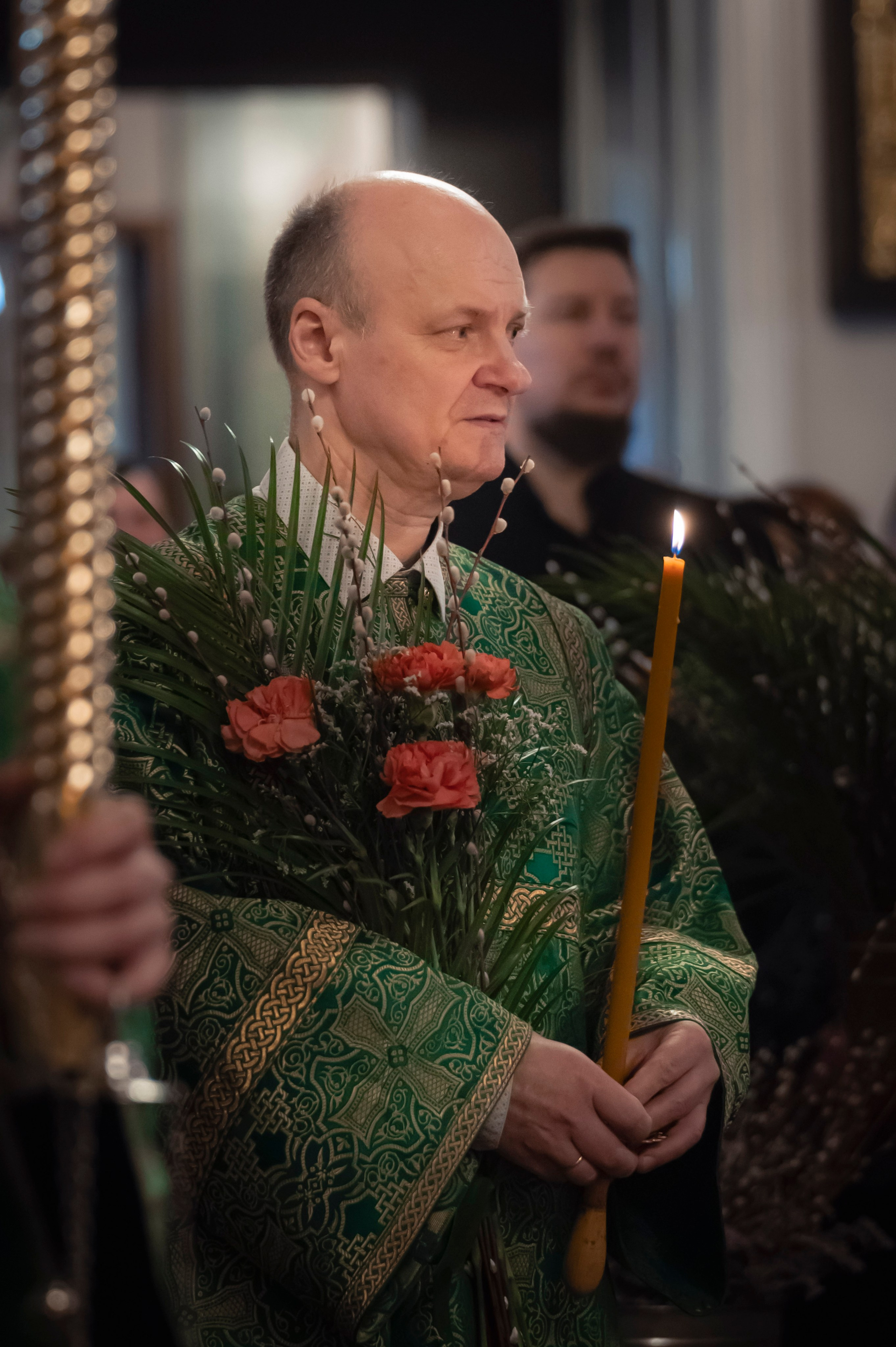 Богородский Храм. Всенощное бдение. Освящение верб. Антон и Татьяна Денисенко — В храме