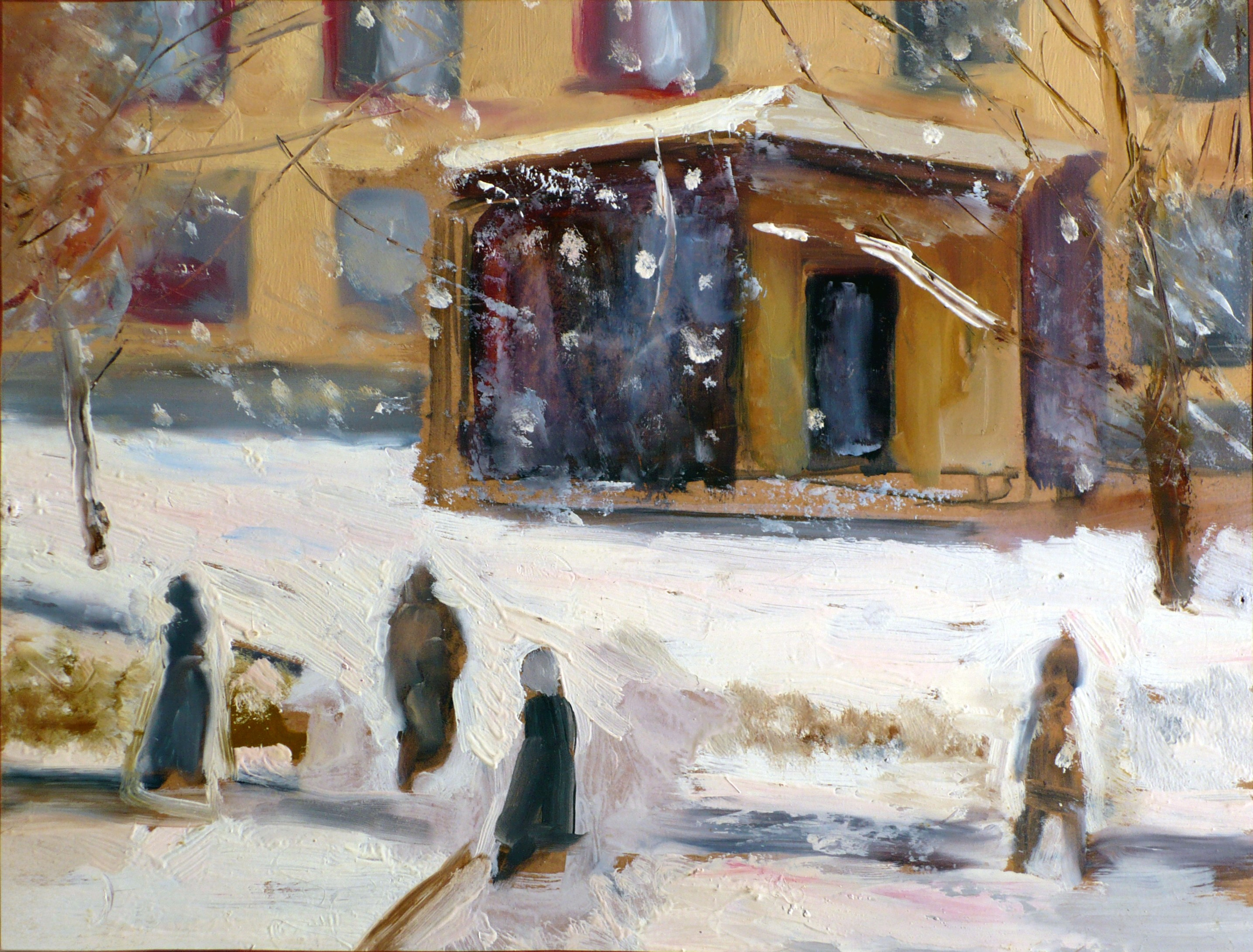 Библиотека в Светлодарске. ДВП, масло. 2005 год