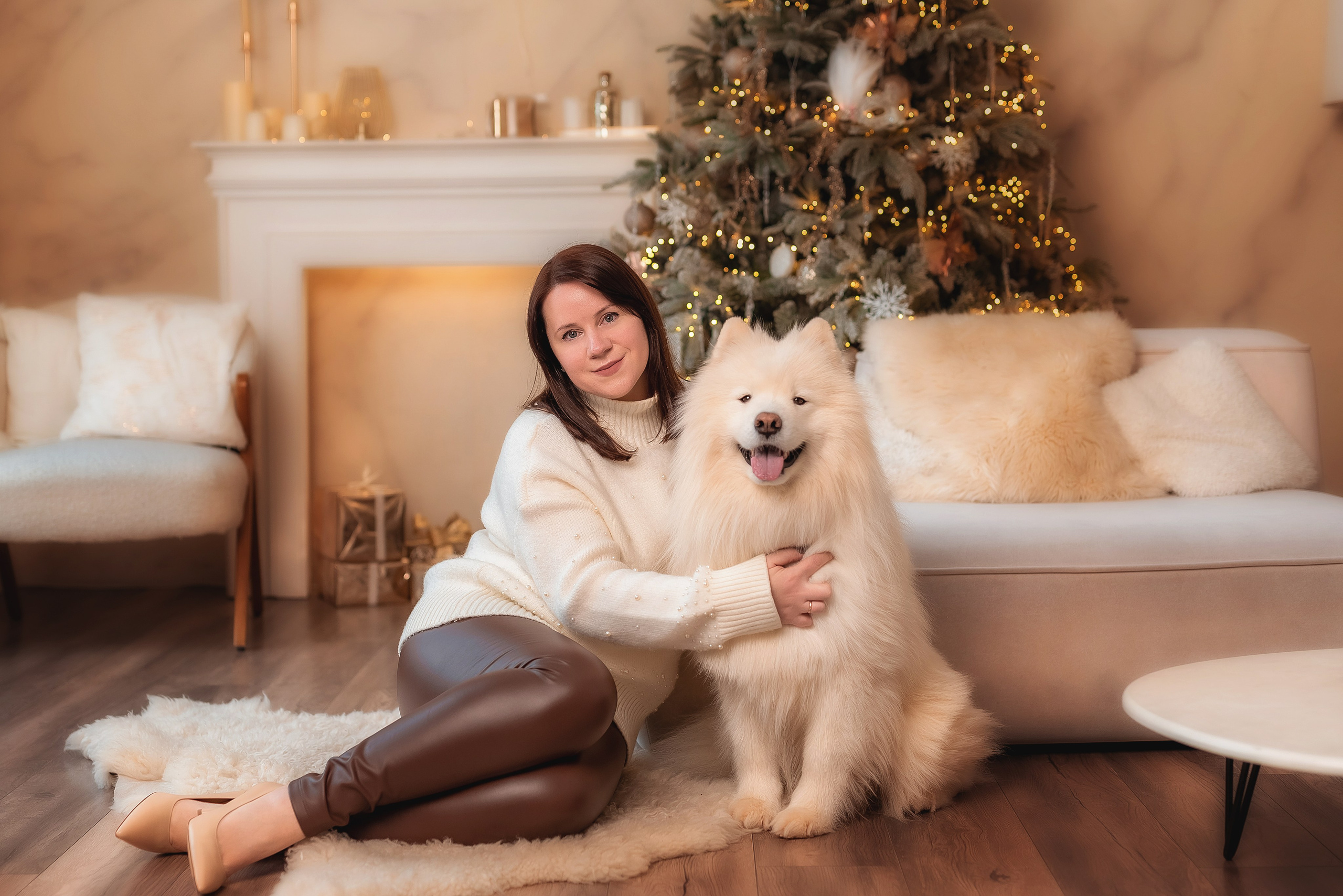 Семейная фотосессия с самоедом. Семейный, детский фотограф в Воронеже Анна Никитина