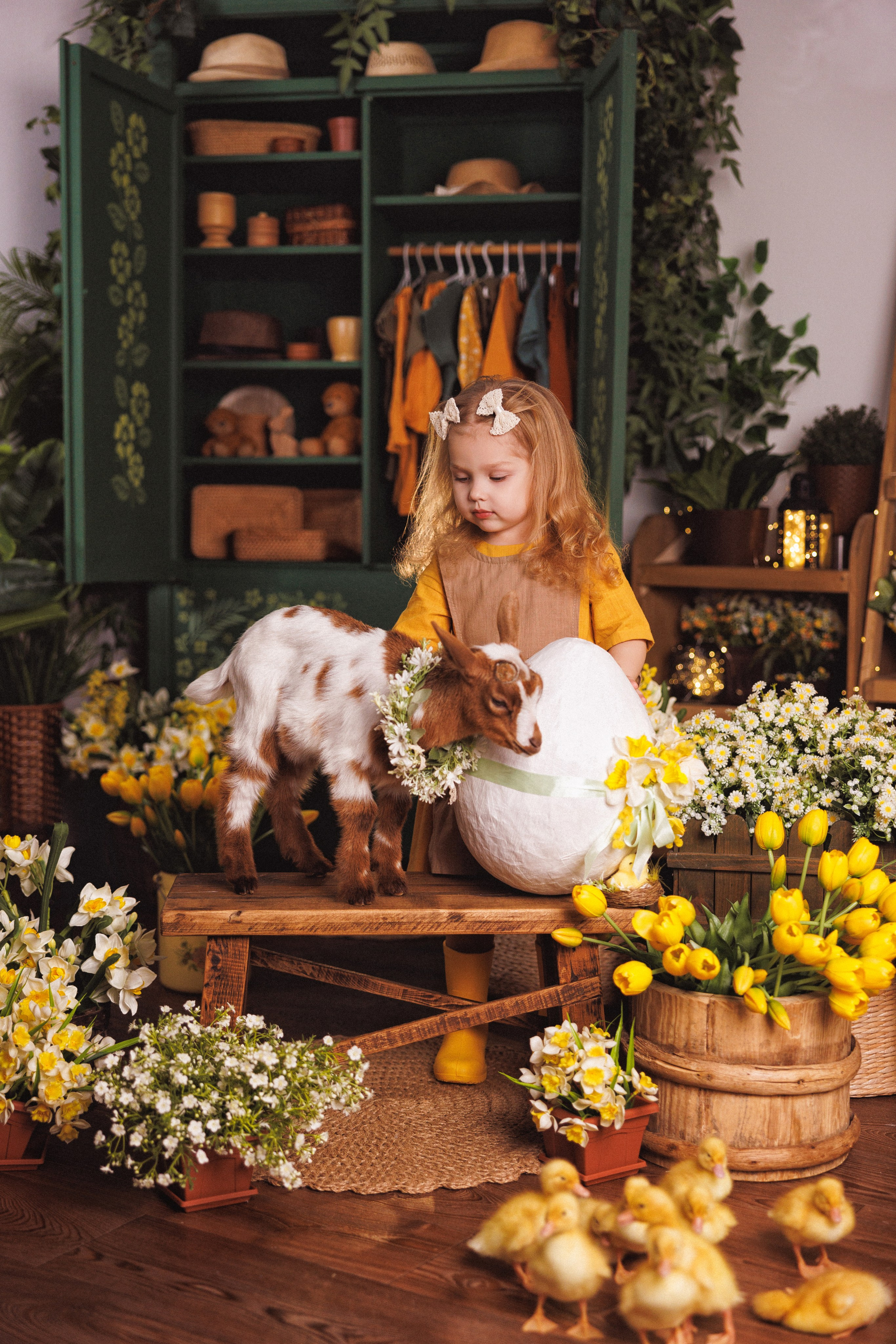 Пасхальная фотосессия с животными (утята, козлик и кролики), в фотостудии «Антураж» город Краснодар. Семейный и детский фотограф в Краснодаре Анна Трашкова