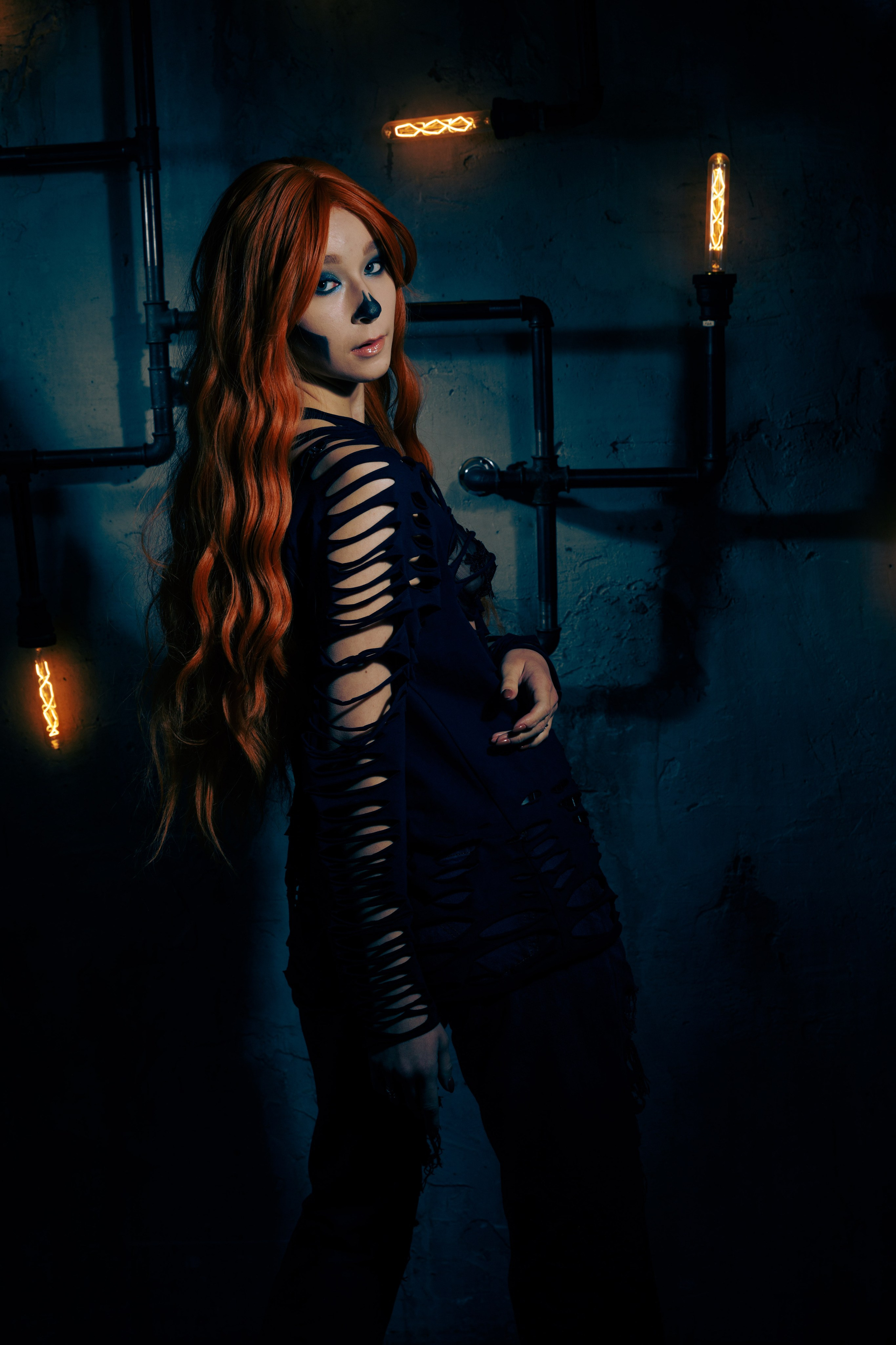 День мертвых хэллуин девушка в гриме скелета