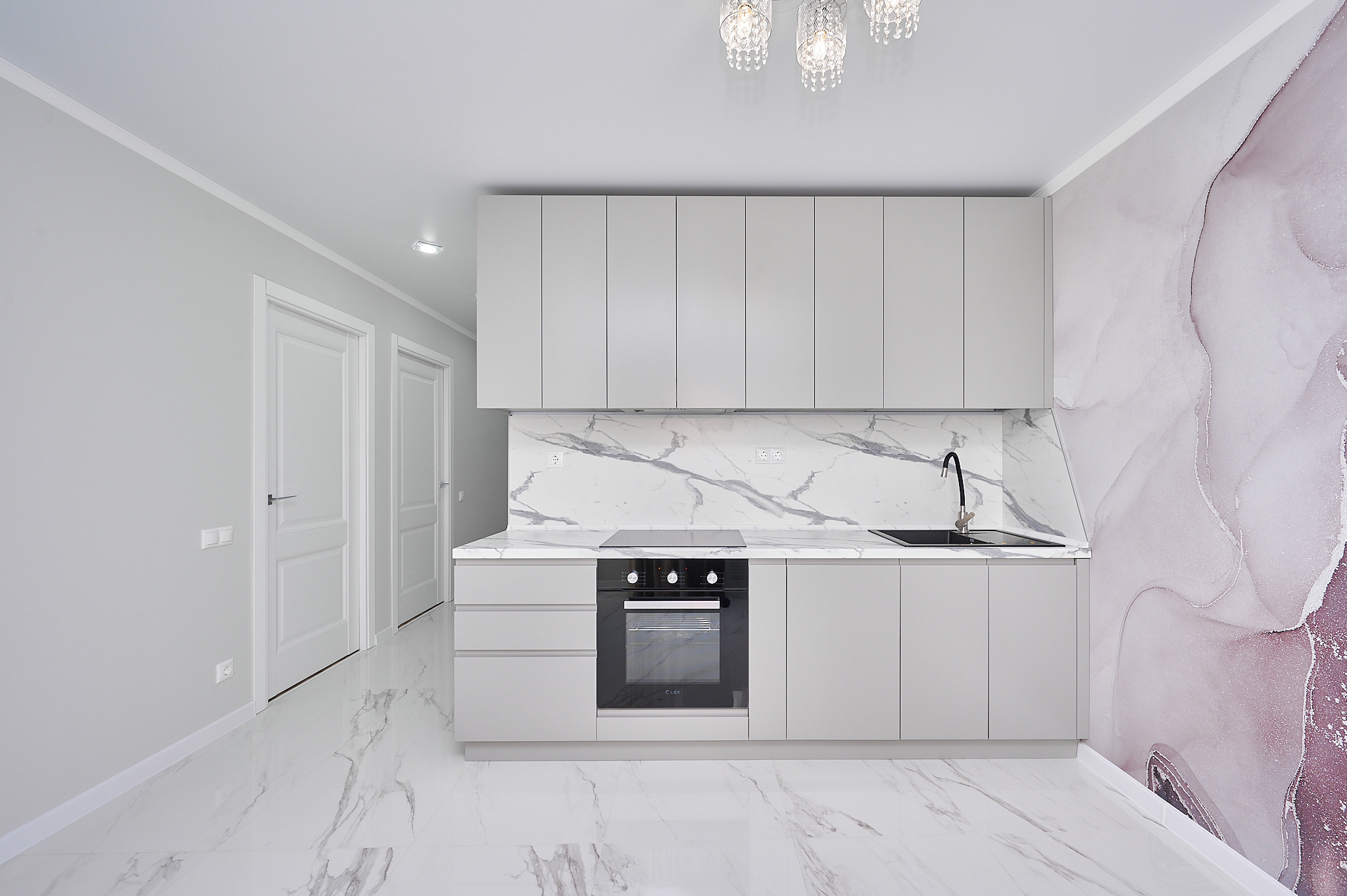 кухня светлые шкафчики 