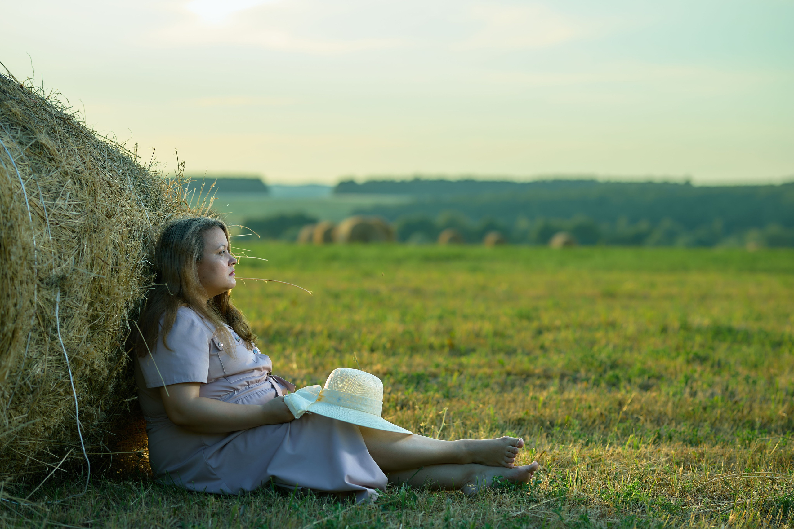 Фотосессия в поле, стог, валки, солома Чебоксары Чувашия