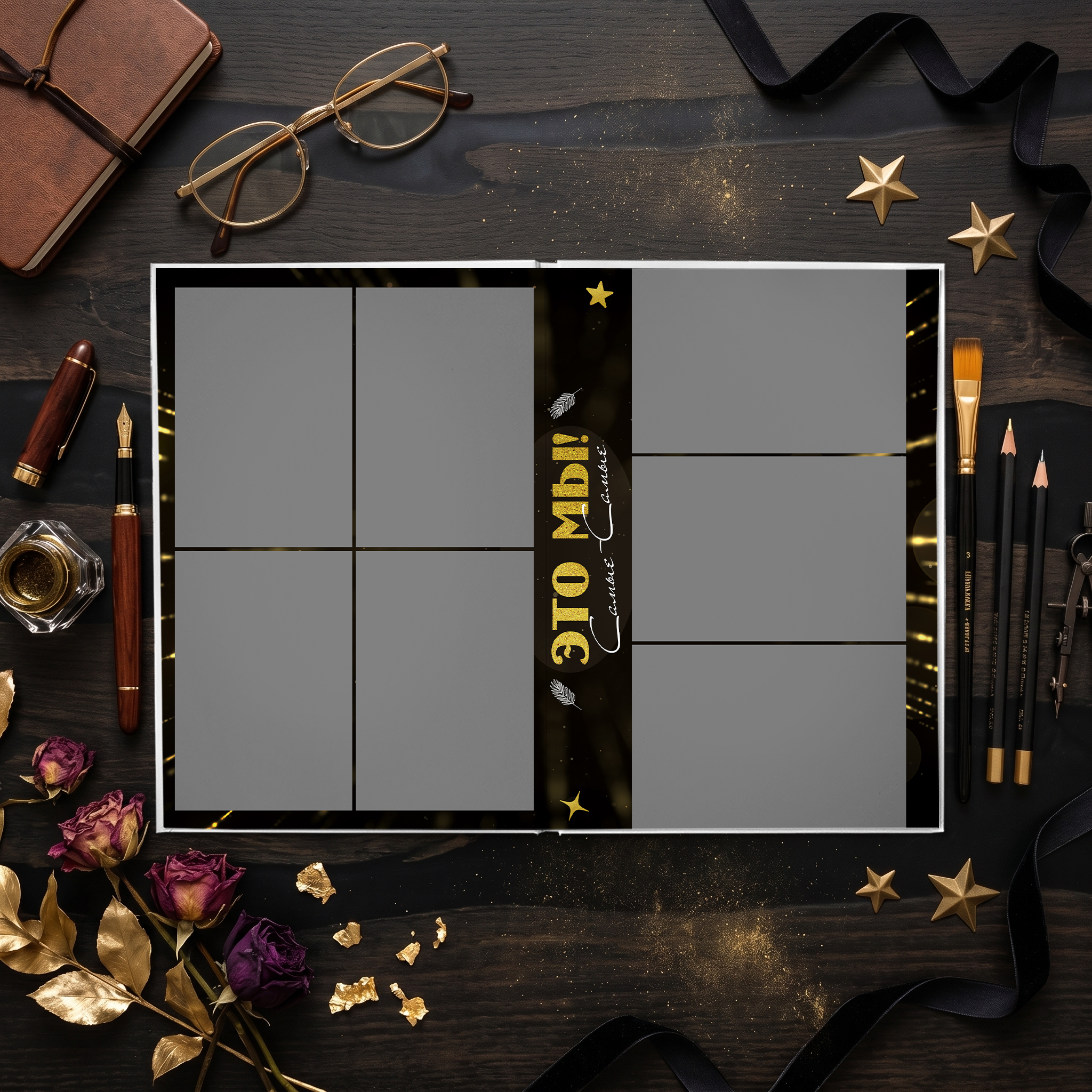 026 Gold Black. Дизайны, psd шаблоны школьных и выпускных альбомов и обложек