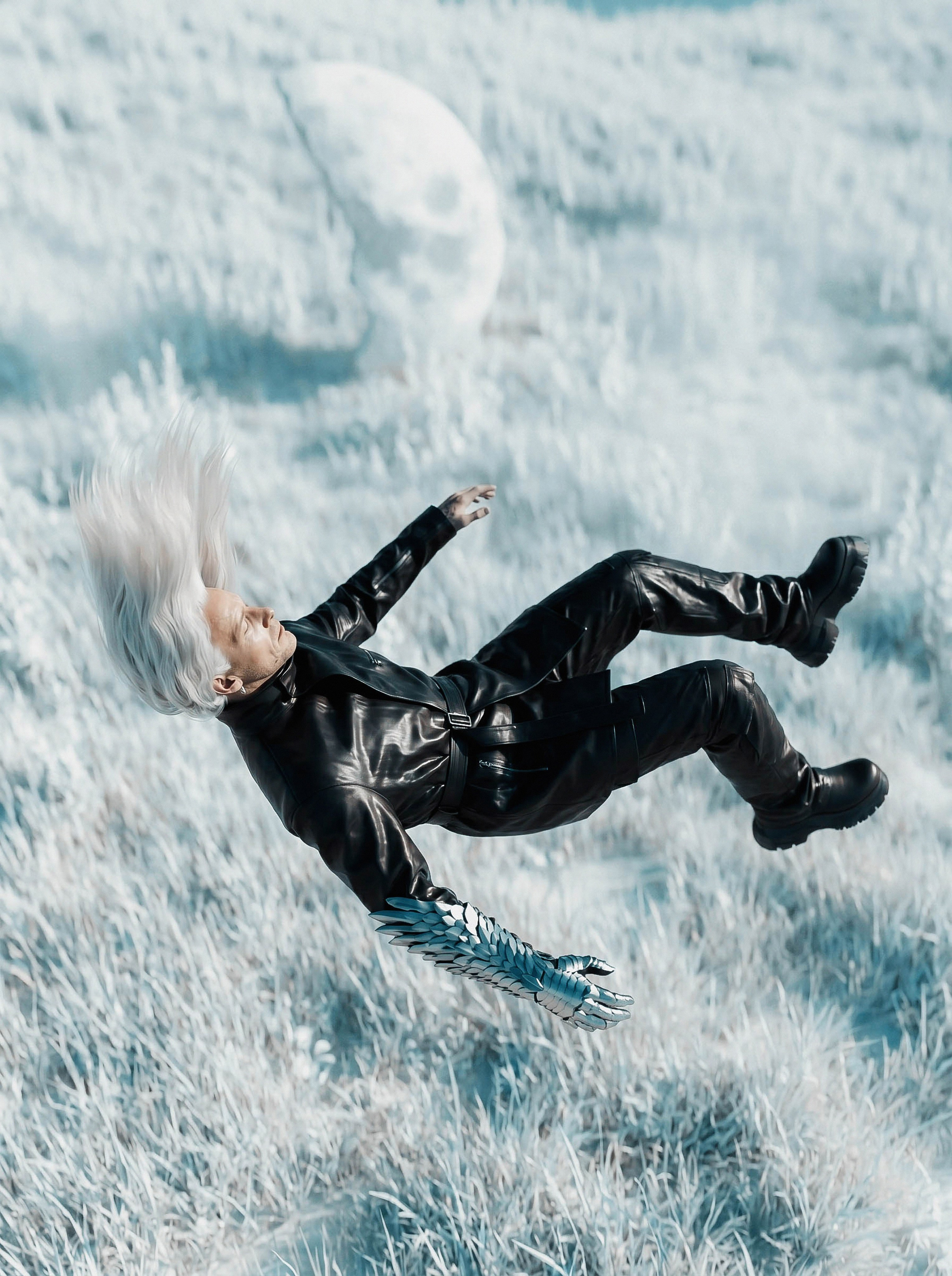  AI-сгенерированная фотография Rick Owens в стиле editorial fashion с драматичной композицией, тенью и акцентом на фактуру ткани. Визуал подходит для продвижения услуг AI-генерации, модной съёмки и бренд-контента.